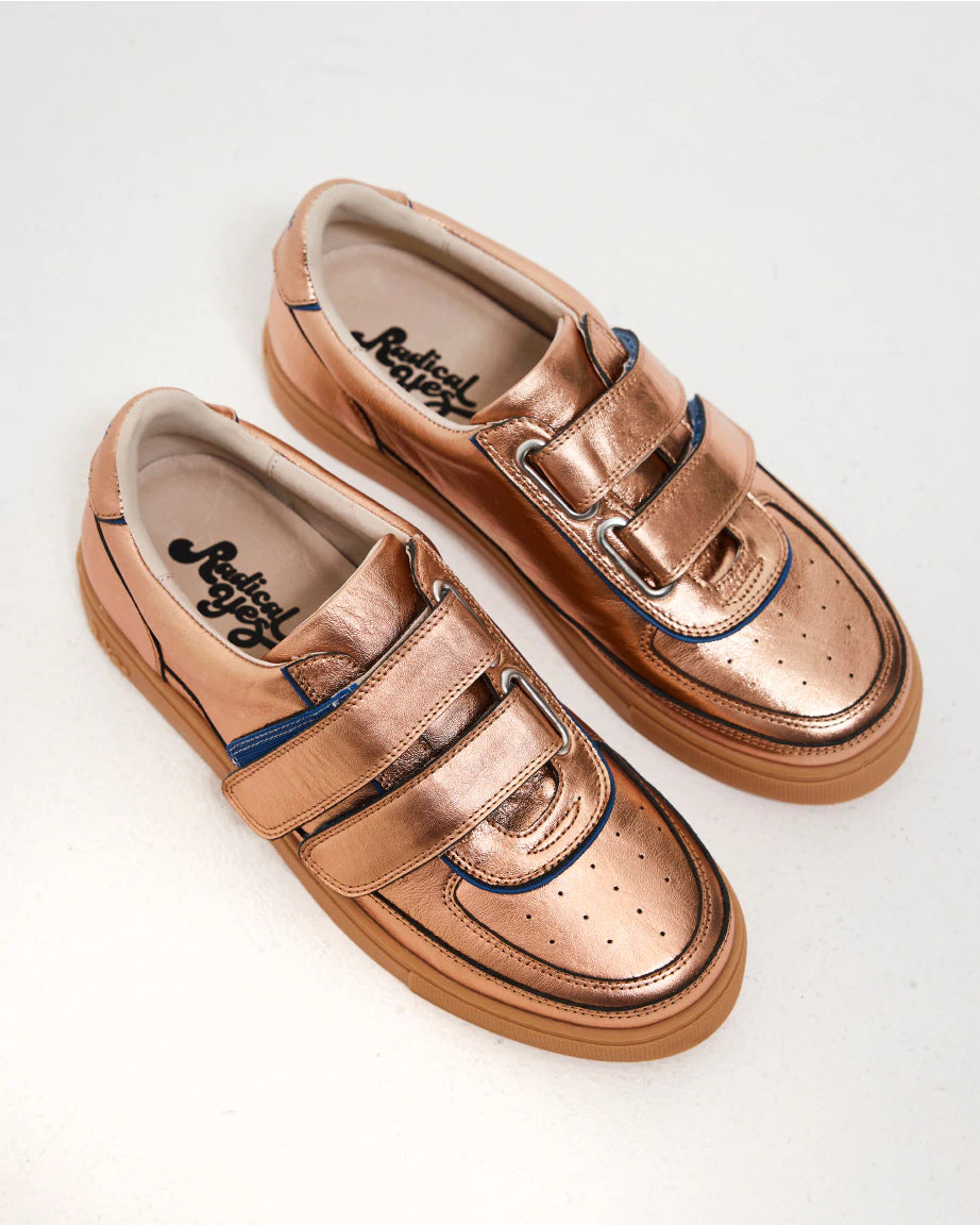 Journey 4.0 Velcro Sneakers for Women - Lightweight Walking Shoes with Metallic Apricot Finish | Perfect for Gym, Running, and Casual Wear