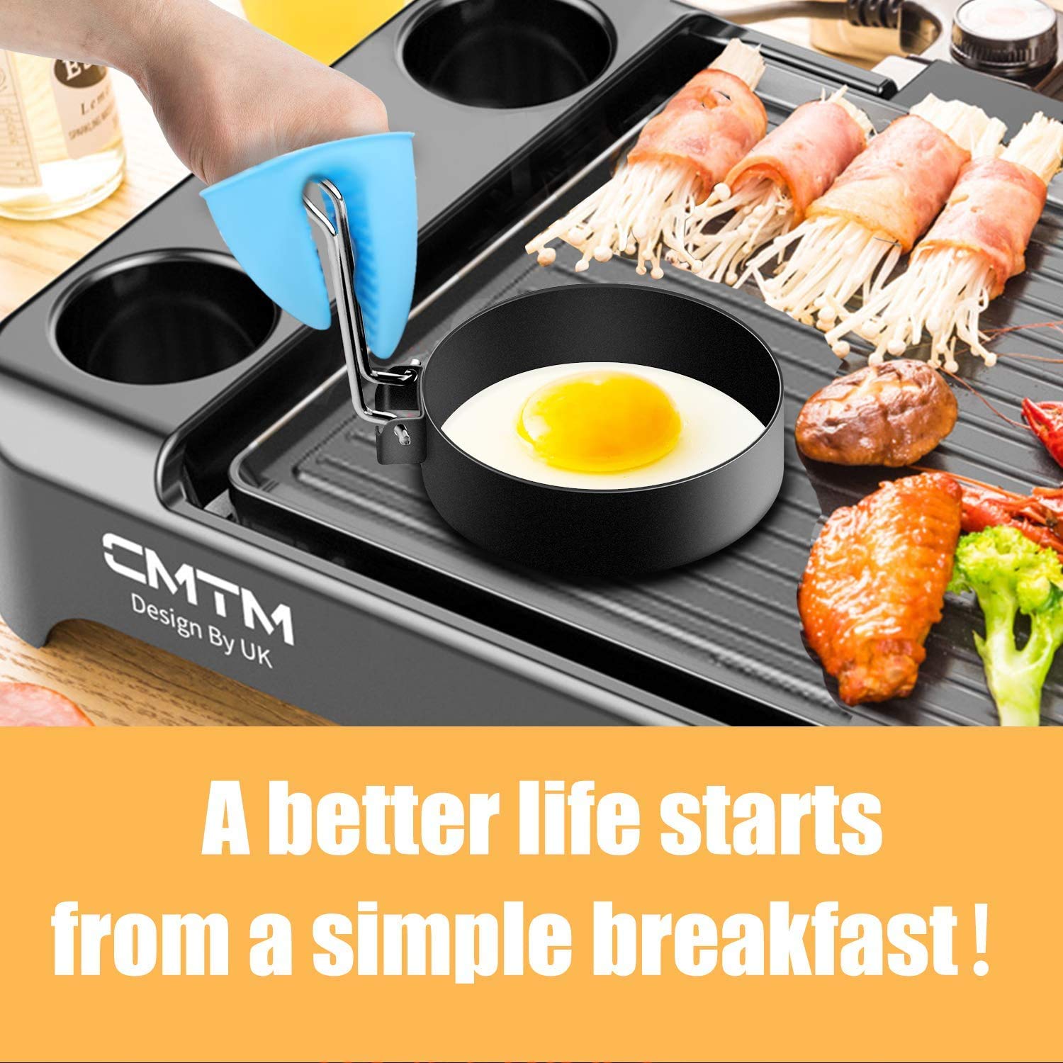 4-Pack Round Egg Rings for Perfect Fried Eggs - Non-Stick Breakfast Cooking Mold Tool for Pancakes, Burgers & Sandwiches - Ideal for Home Kitchen & Camping Cooking