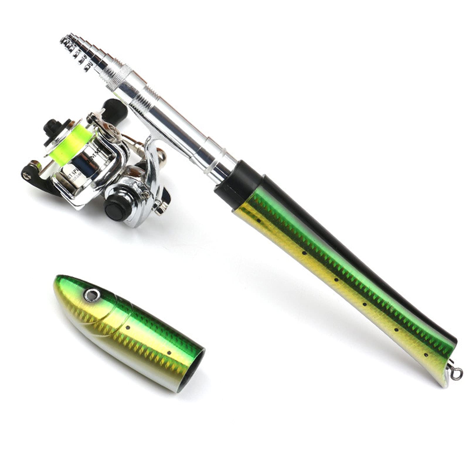 LANHA 63Inch Telescopic Carbon Fiber Pen Fishing Rod & Aluminum Alloy Reel Combo - Compact Portable Fishing Pole for Saltwater & Freshwater - Perfect for Travel, Backpacking & Small Space Fishing