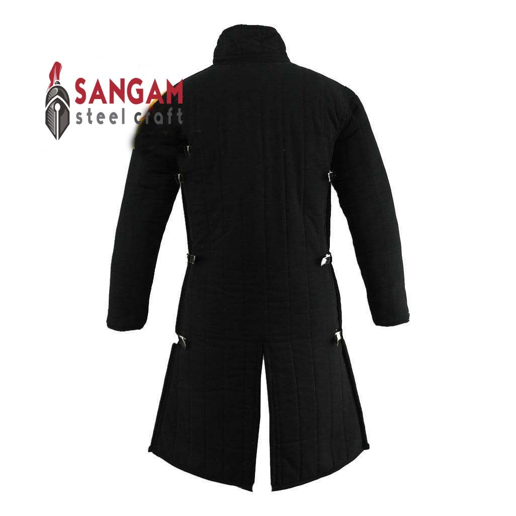 Medieval Gambeson Thick Padded Long Coat - Aketon Jacket Armor Costume in Cotton Fabric for LARP, Cosplay & Renaissance Fairs | Historical Reenactment & Theater Performance