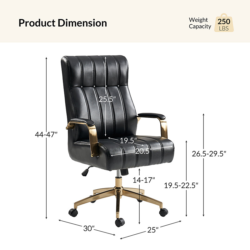 Premium Conelius Leather Ergonomic Executive Office Chair - High Back Adjustable Swivel Chair with Lumbar Support for Home & Office Workspace, Perfect for Long Hours Sitting Comfort