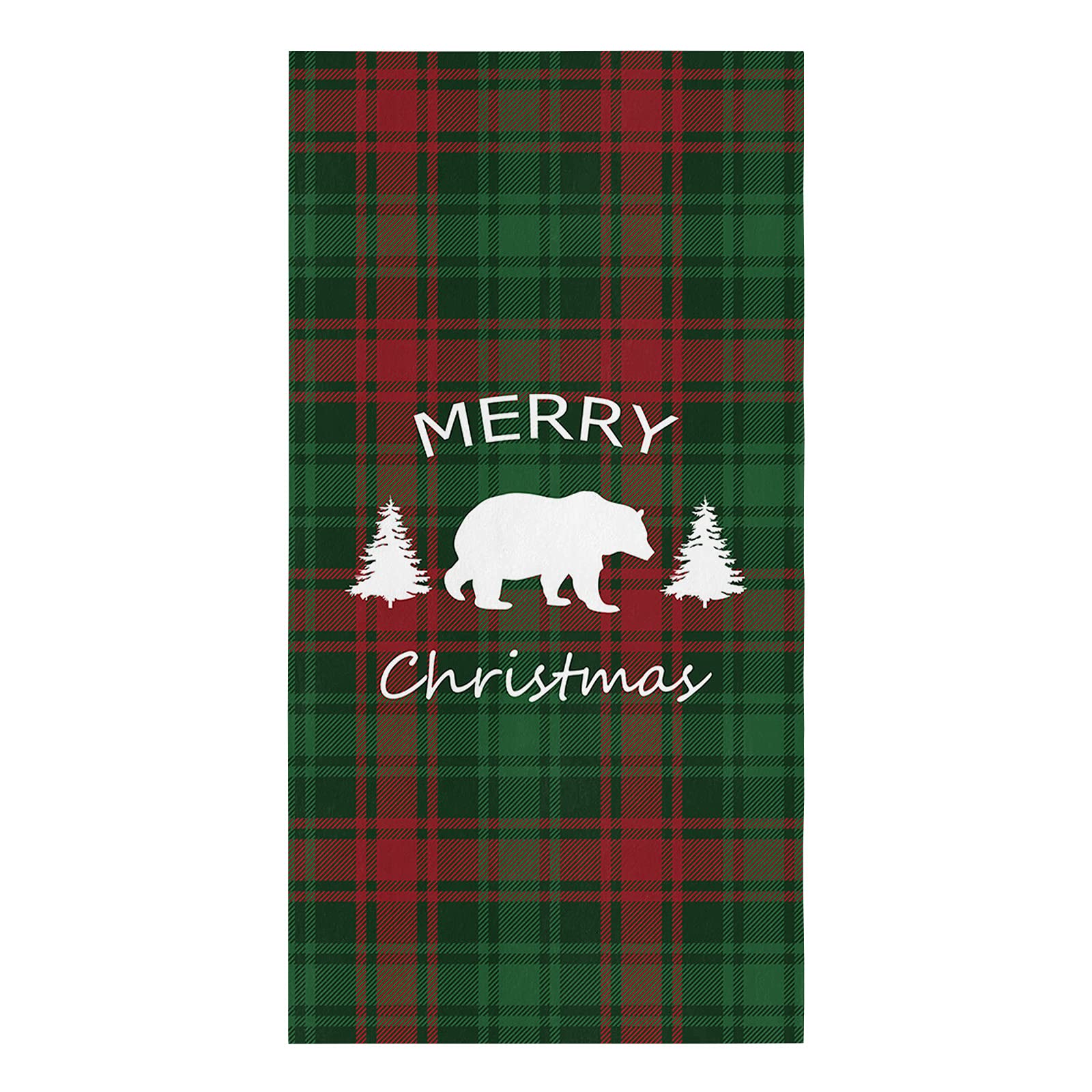 LUSWEET Christmas Tree & Polar Bear Kitchen Towels - Soft, Absorbent, Reusable Cotton Dish Towels for Kitchen & Bathroom (18x28 Inch, 1 Pack) - Perfect for Holiday Decor, Dish Drying & Counter Cleaning