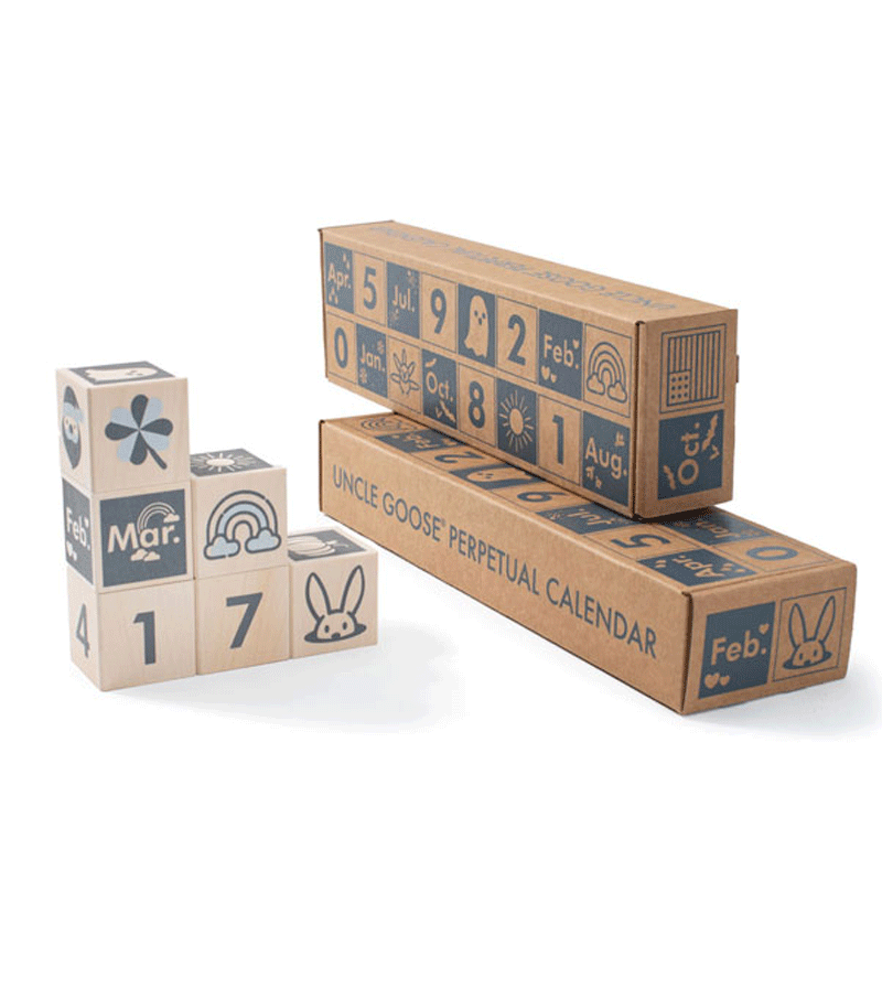 Uncle Goose Perpetual Block Calendar - Wooden Educational Toy for Kids & Adults | Perfect for Home, Office & Classroom Learning Activities
