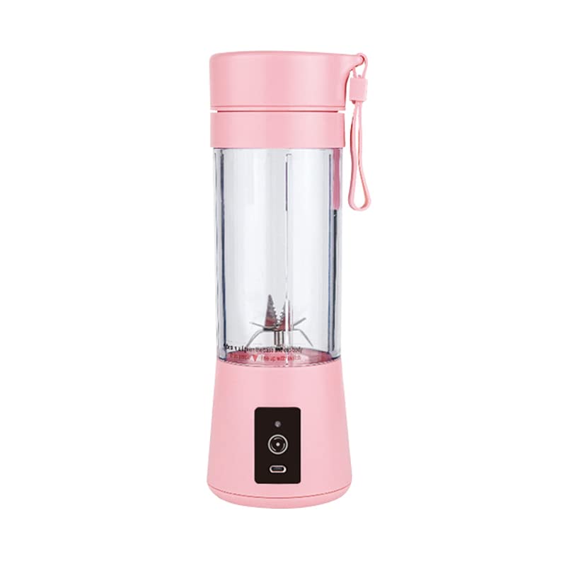 Portable USB Rechargeable Personal Blender - 380ml Mini Electric Fruit Juicer Cup for Smoothies, Shakes & Healthy Drinks | Travel, Gym, Office & Home Use | Leak-Proof with Magnetic Switch (Pink)