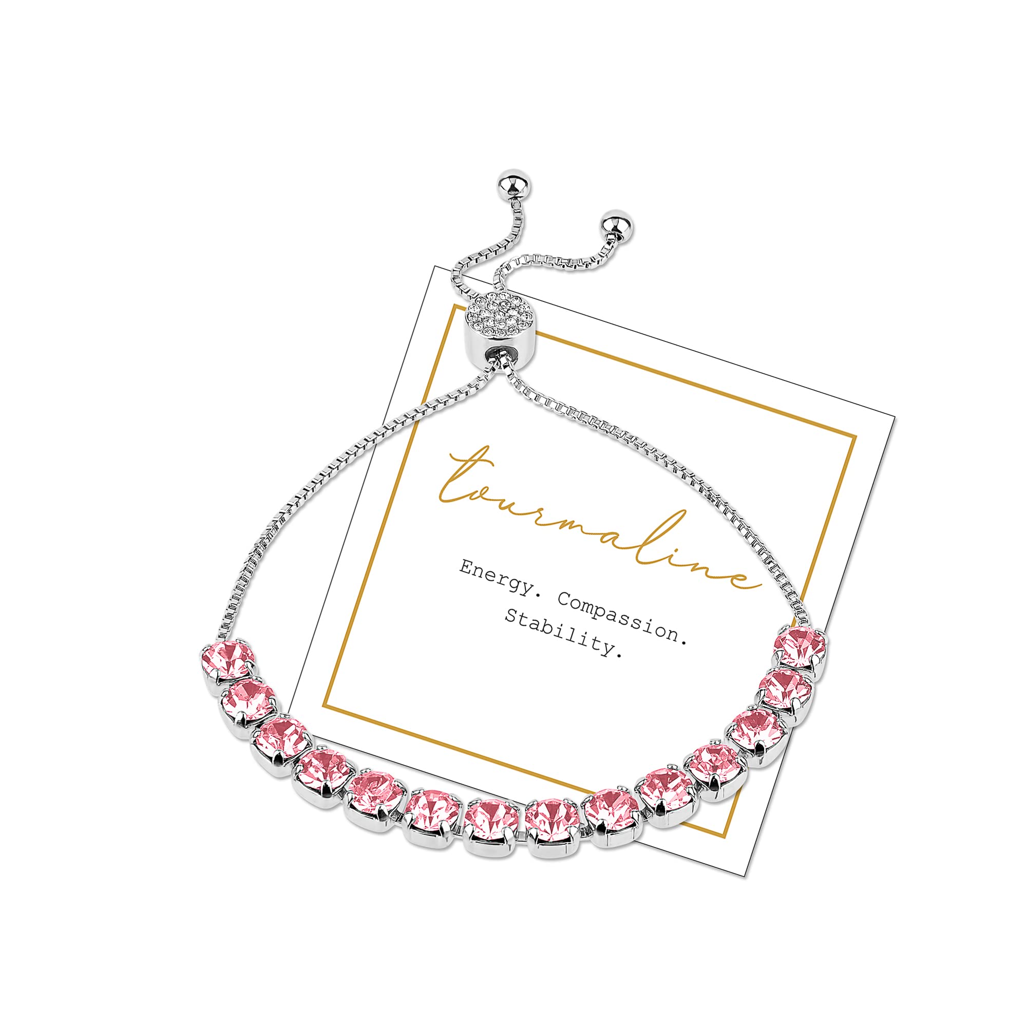 Inspired Voices Adjustable Lariat Tennis Bracelet for Women - Rhinestone Crystal Slider Bracelet in Blue, Pink, Purple | Perfect for Parties, Weddings & Everyday Elegance