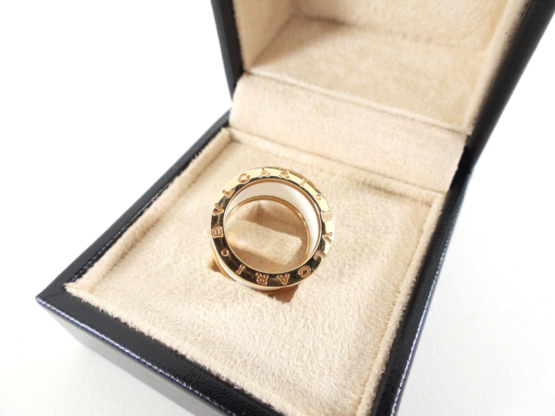 Bvlgari B.Zero1 18k Rose Gold & White Ceramic Ring - Size 52 / 6 - Luxury Jewelry for Women, Perfect for Weddings, Anniversaries & Special Occasions