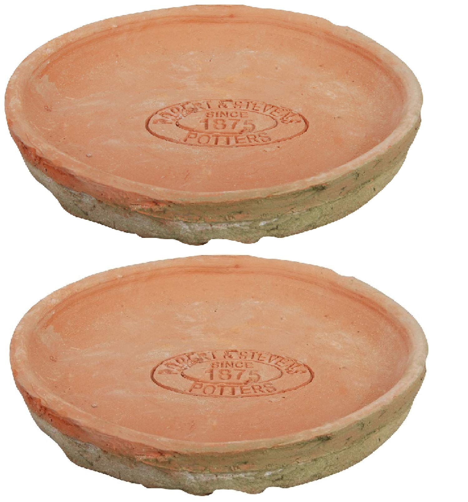 Esschert Design Set of 2 Round Terracotta Drink Coasters - 15.8cm Absorbent Ceramic Coasters for Hot & Cold Beverages - Perfect for Coffee Tables, Dining Tables, and Home Decor