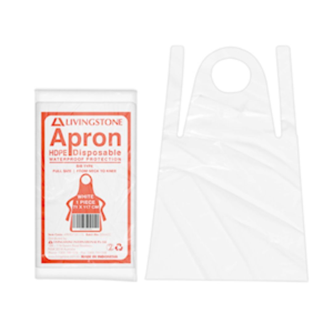 100-Pack Disposable HDPE Aprons - Waterproof & Durable for Cooking, Cleaning, Painting & Medical Use