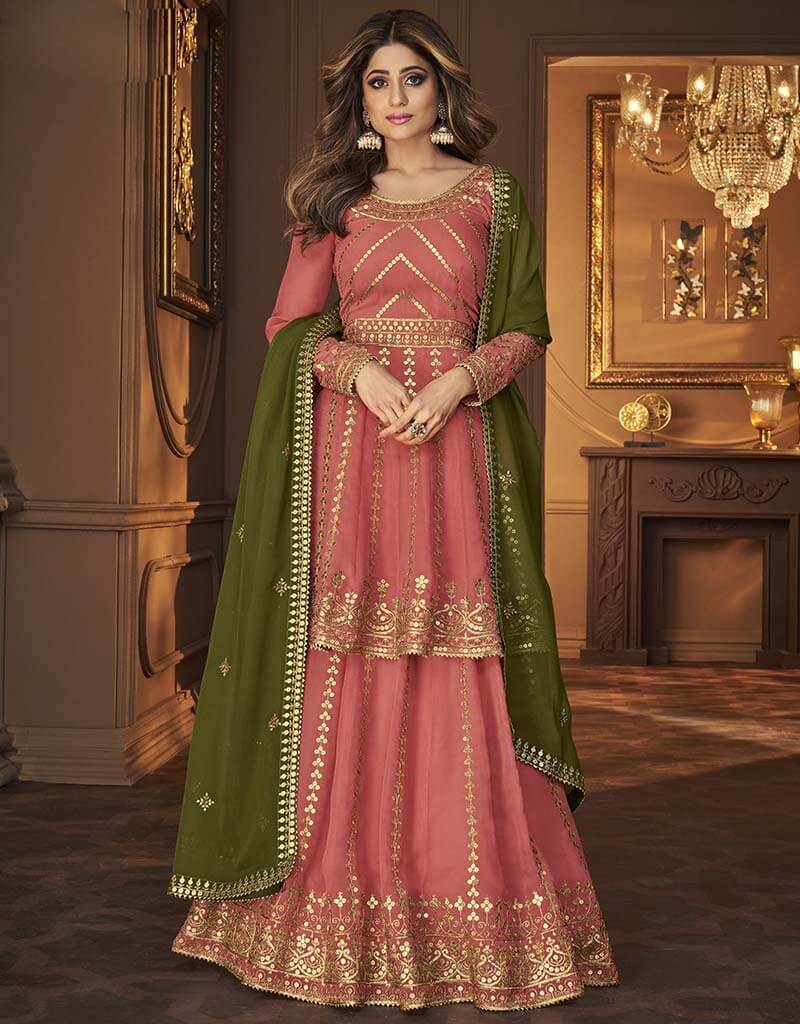 Elegant Baby Pink Blooming Georgette Lehenga Choli Set for Women - Perfect for Weddings, Festivals & Special Occasions