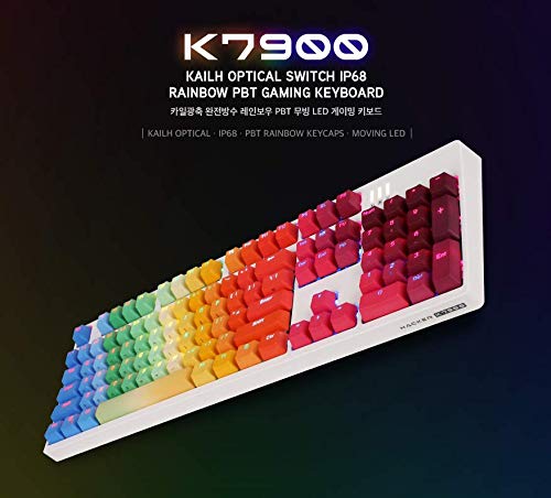ABKO K7900 Mechanical Gaming Keyboard with Kailh Optica Switches, IP68 Waterproof, Rainbow Backlit, PBT Keycaps (English/Korean) - Perfect for Esports, Office Work & Gaming Setup