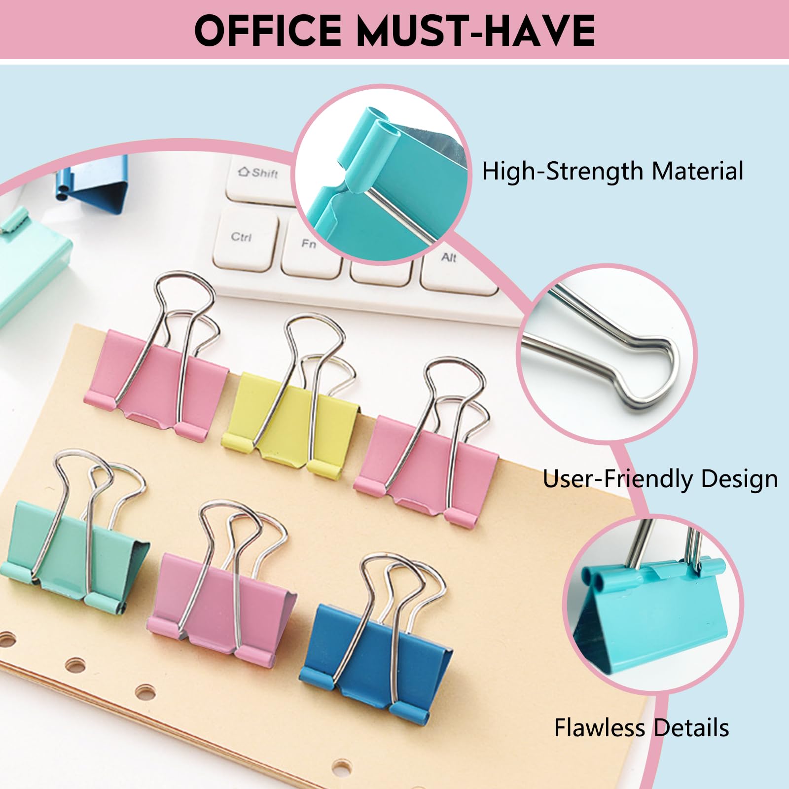 Medium Binder Clips 25-Pack - 1.25 Inch Colorful Steel Paper Clamps for Office, School & Home Organization | Durable Tempered Metal Clips for Documents, Crafts & Bulletin Boards | Perfect for Filing, Art Projects & Office Supplies