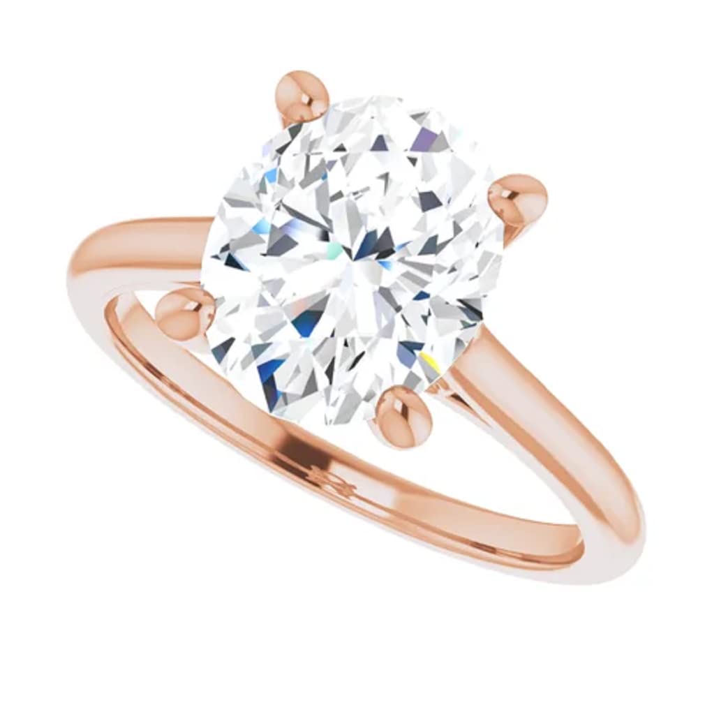 10K Solid Rose Gold Handmade Engagement Ring - 2 CT Oval Cut Moissanite Diamond Solitaire Wedding Band for Women - Perfect for Proposals, Anniversaries & Bridal Jewelry Gifts