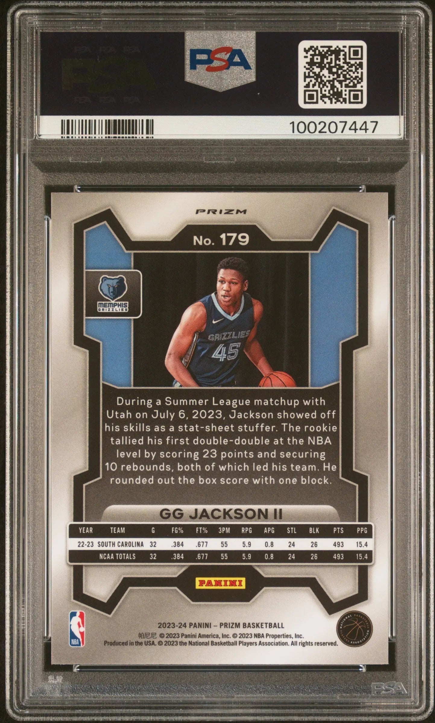 2023 Panini Prizm Basketball GG Jackson II Rookie Card Silver Prizm PSA 10 Gem Mint - Perfect for Collectors & Investment, Great Gift for NBA Fans