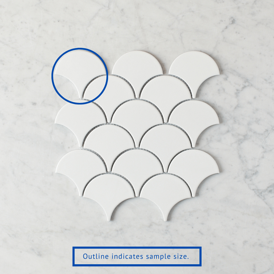 Coral Bay Matte White Fish Scale Tile Sample - Perfect for Kitchen Backsplash, Bathroom Walls & Home Decor