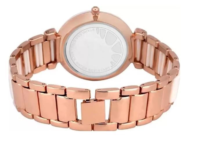 Elegant Women's Metallic White & Rose Gold Wristwatch - Stylish Fashion Watch for Everyday Wear, Office & Special Occasions