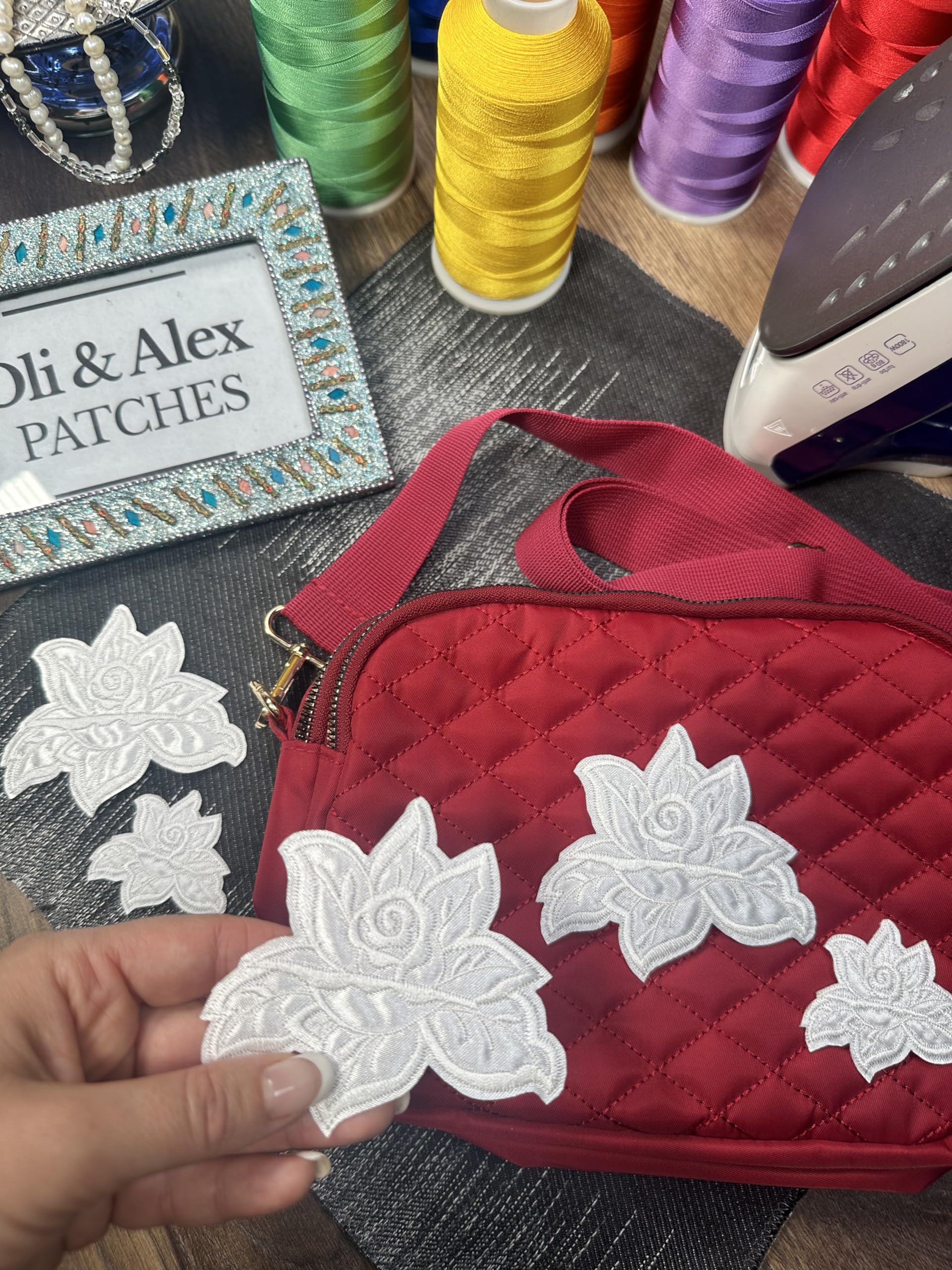 Custom Iron On Flower Patches for Clothes - DIY Embroidered Floral Appliques for Jackets, Jeans & Bags - Perfect for Denim, Backpacks & DIY Crafts