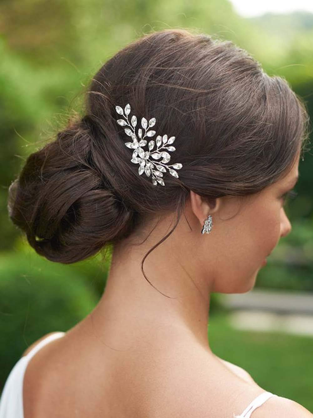 Sparkling Rhinestone Wedding Hair Pins for Bride & Bridesmaids - Crystal Hair Clips for Women & Girls - Elegant Bridal Hair Accessories (Pack of 2, Silver) - Perfect for Weddings, Prom, Parties & Special Occasions