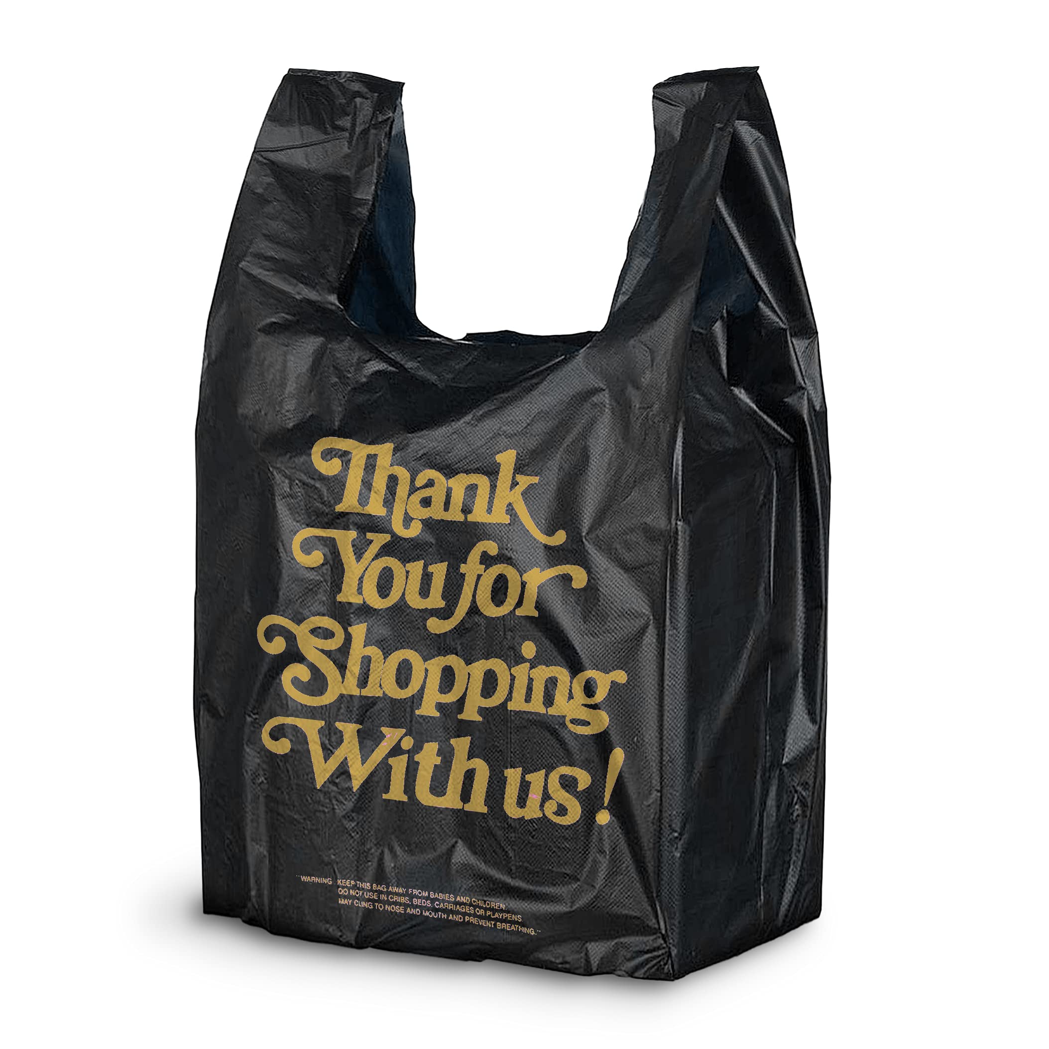 APQ 1000 Pack Thank You Plastic Bags 8x4x15 Inches - 0.55 Mil Thick Reusable Preprinted Shopping Bags | Durable Poly Bags for Retail Stores, Restaurants & Clothing Shops | Perfect for Gift Wrapping, Takeout Orders & Customer Purchases