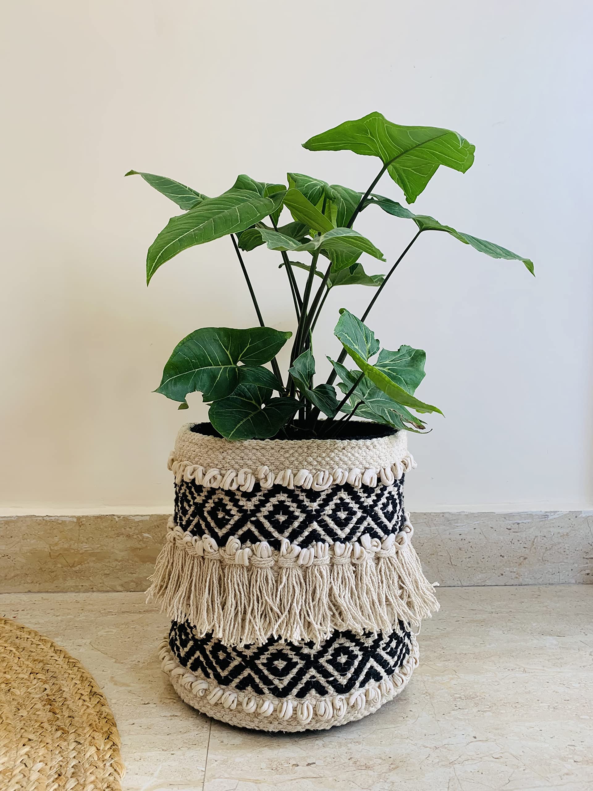 Boho Hand Woven Plant Basket - 9