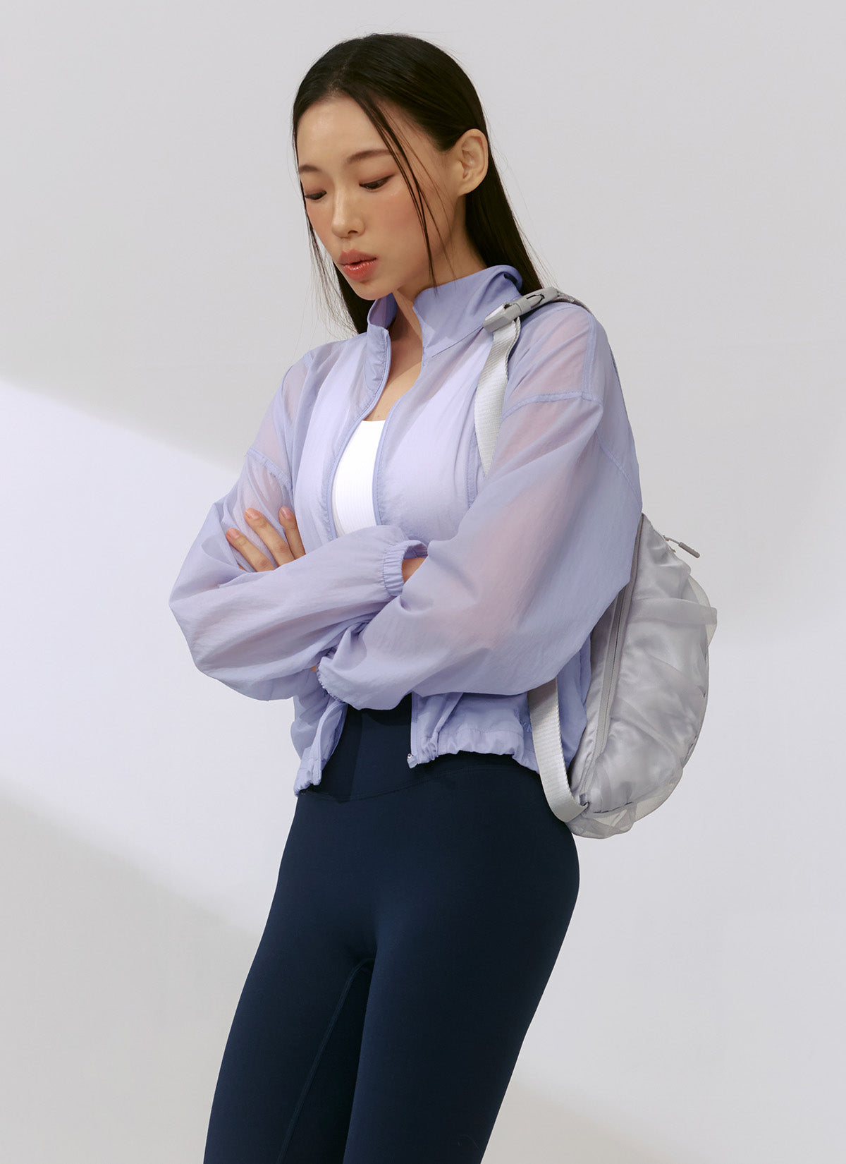 Lightweight High Neck Crop Windbreaker Jacket for Women - Breathable & Stylish Outdoor Running, Hiking, and Travel Wear