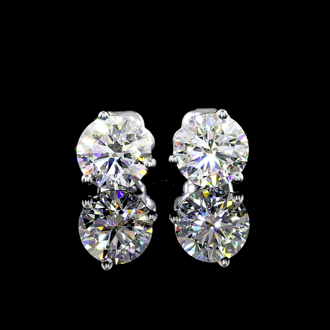 2.57 Carat Lab Grown Round E VVS2 Diamond 14K White Gold Martini Stud Earrings - Perfect for Weddings, Anniversaries & Special Occasions