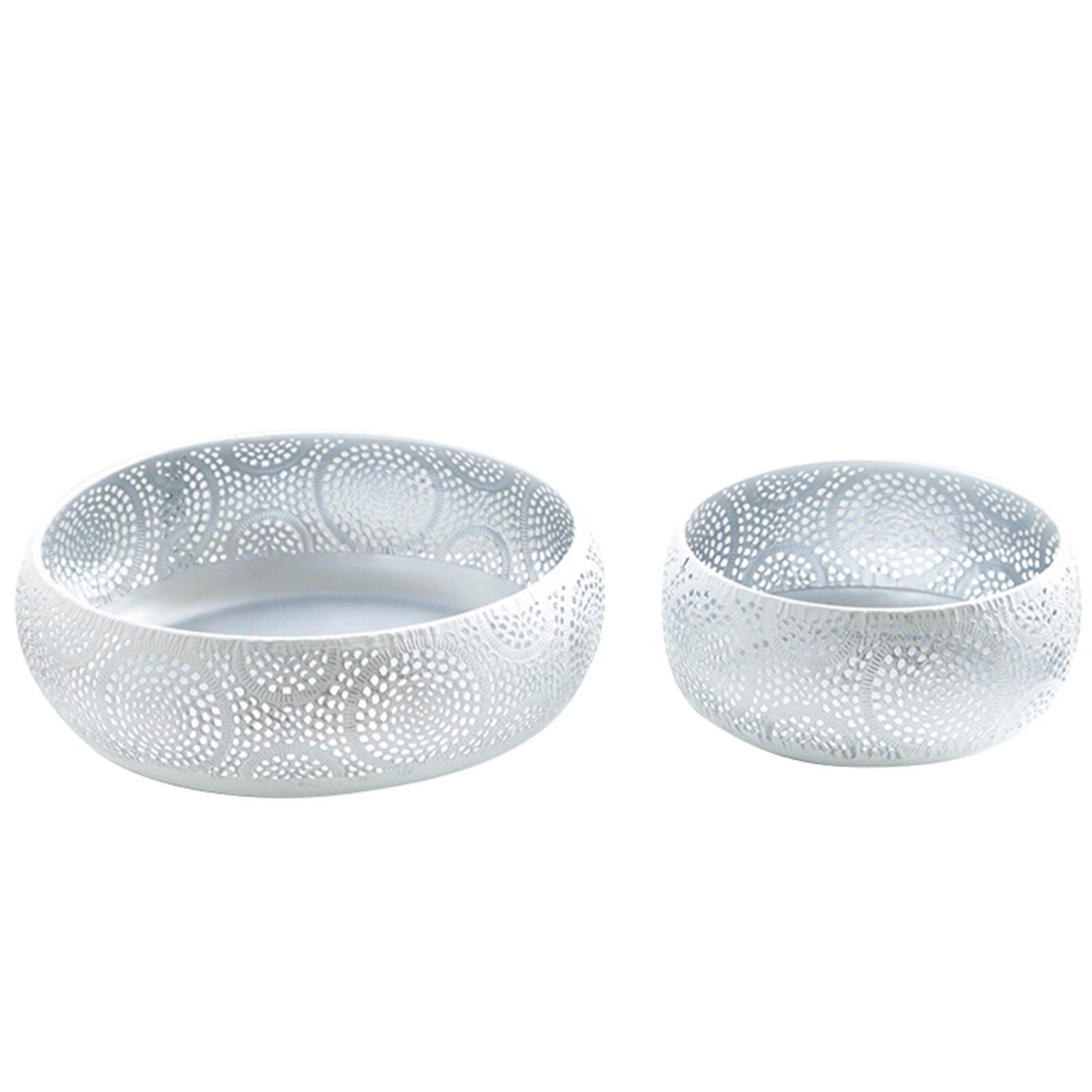 2-Piece Hollow-Out Fruit Bowl Set - Silver Iron Snack Basket for Kitchen Counter, Living Room & Restaurant - Durable Vegetable Tray for Home Decor & Entertaining