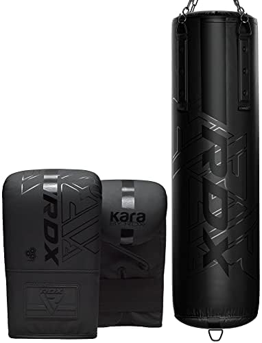 RDX 5ft Heavy Duty Punching Bag Set - 13pc Filled Boxing Bag with Anti-Swing Design, Maya Hide Leather, Includes MMA Gloves & Hanging Chains for Muay Thai, Kickboxing & Home Gym Workouts - Perfect for MMA Training, Fitness Routines & Combat Sports Practice