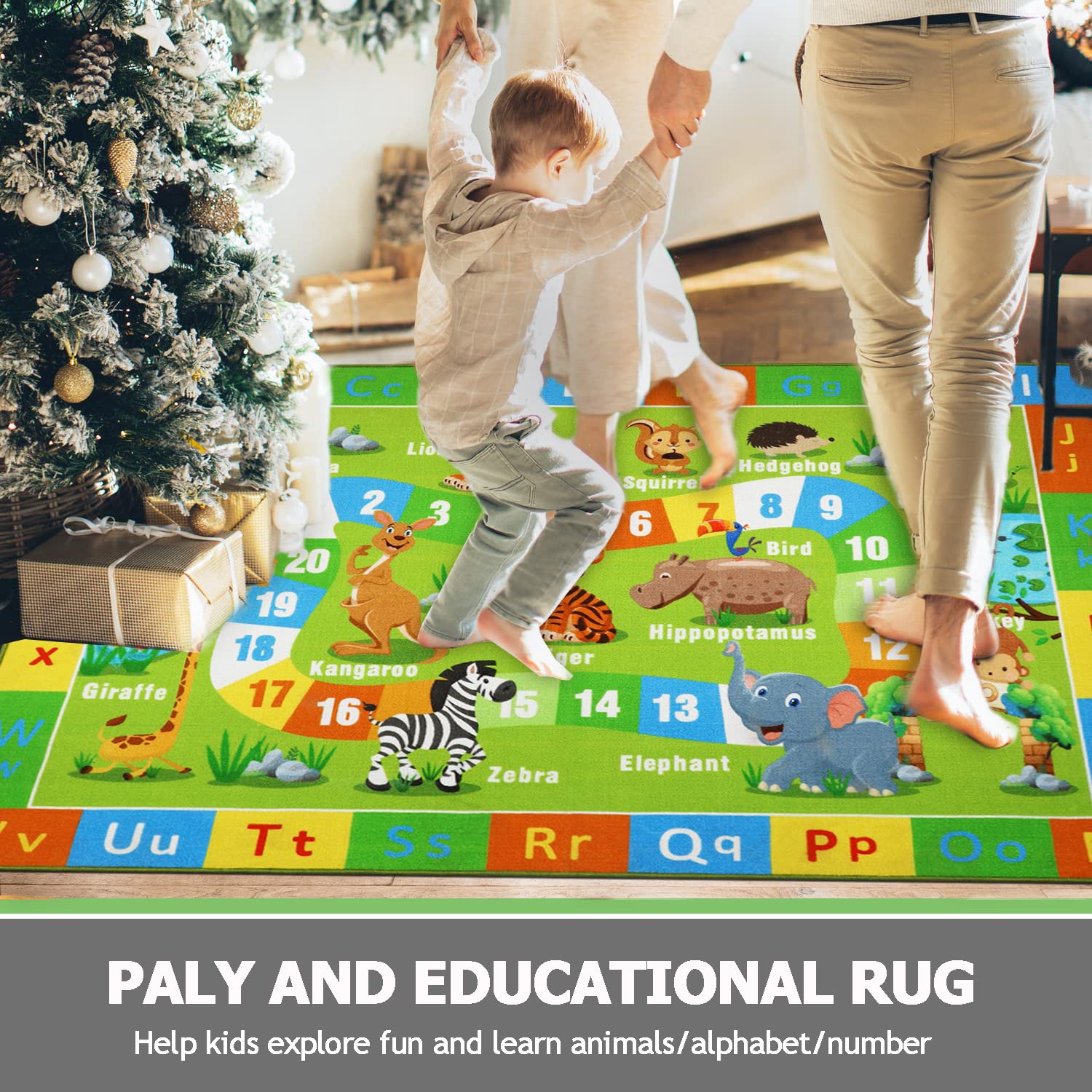 Non-Slip ABC Alphabet & Numbers Educational Play Mat for Kids - 5'x6.5' Machine Washable Carpet for Playroom, Bedroom & Classroom | Safe Toddler Rug for Boys & Girls | Perfect for Learning, Playtime & Nursery Decor