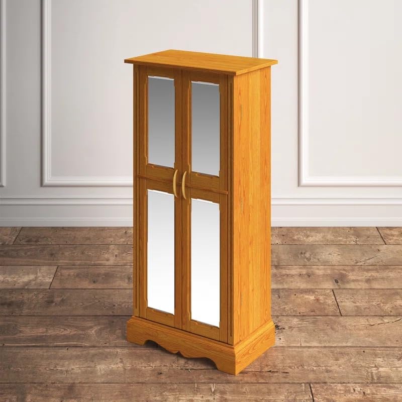Walnut Jewelry Armoire with Mirror & Drawers - Organize Necklaces, Earrings & Bracelets for Bedroom