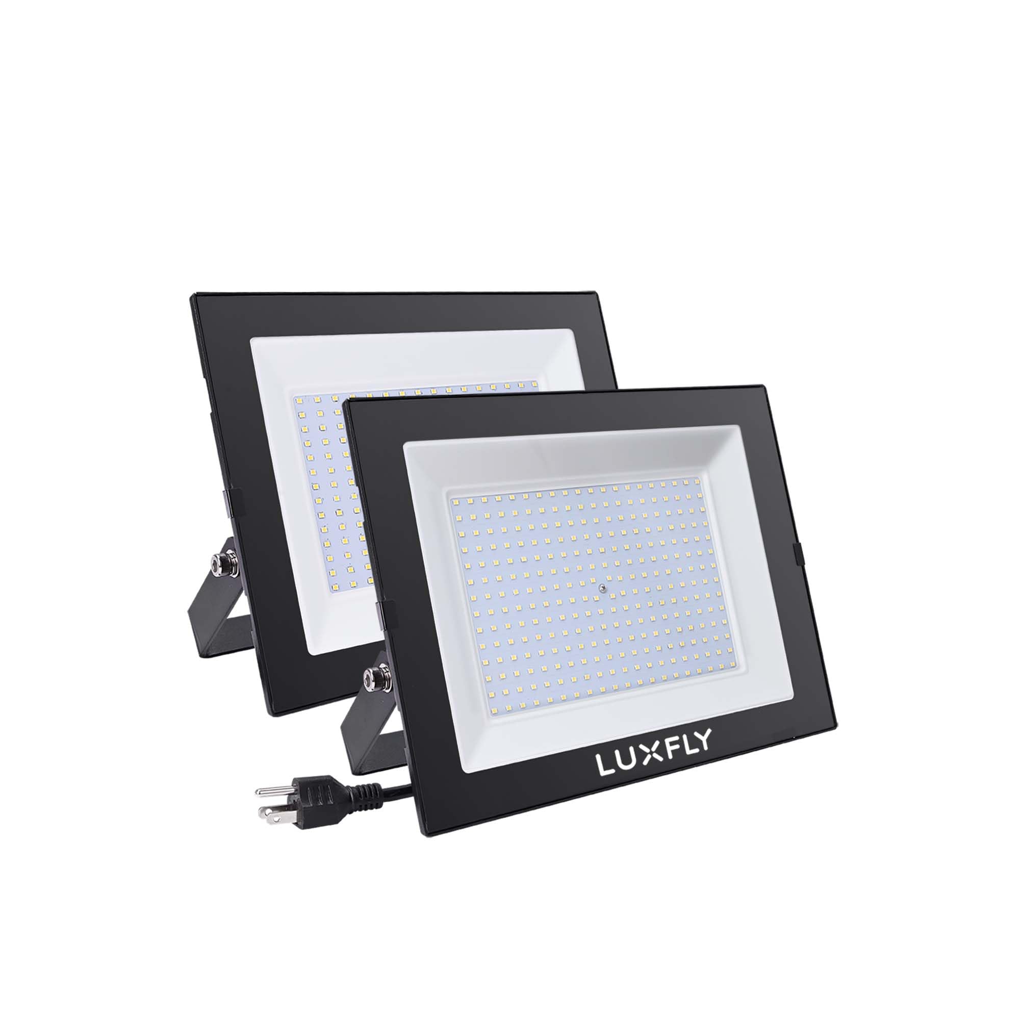 2 Pack 200W LED Flood Lights Outdoor, 20000LM Super Bright Work Light with Plug - IP66 Waterproof Security Lights, 6500K Daylight White - Perfect for Patio, House, Garage, Yard, Construction Sites & Emergency Lighting