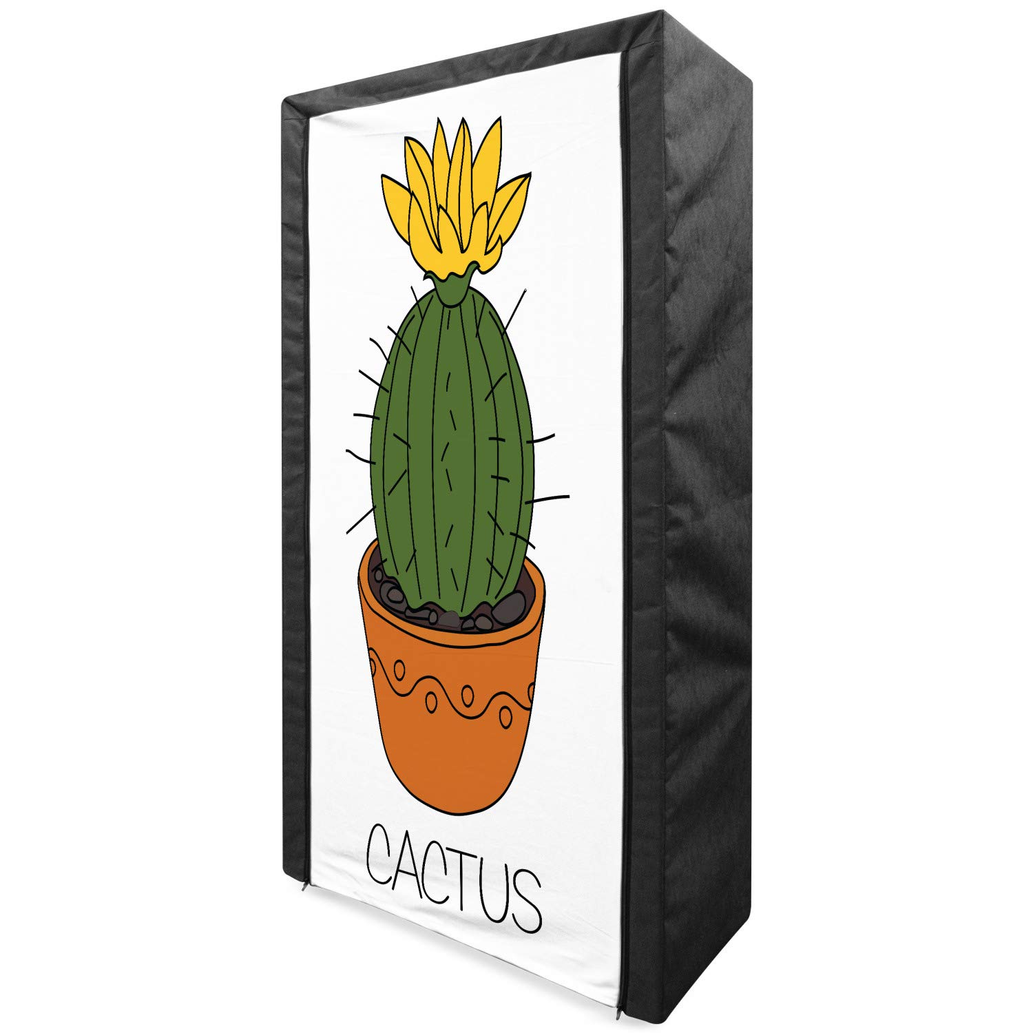 Ambesonne Cactus Wardrobe - Portable Fabric Closet Organizer with Shelves for Bedroom & Travel