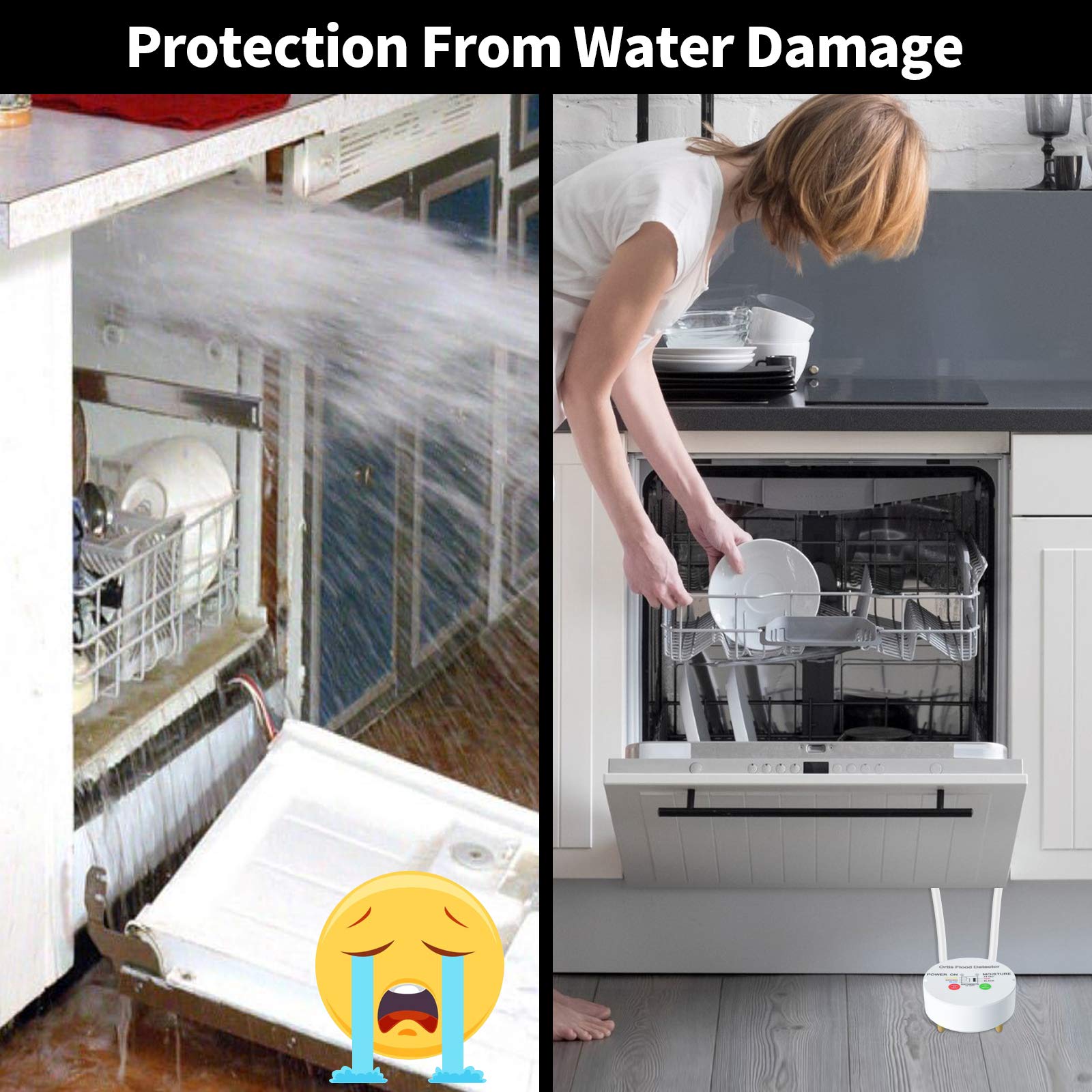 **Ortis Smart Water Leak Detector & Flood Alarm - Automatic Shutoff Sensor for Home, Basement, Bathroom - Prevent Water Damage with Moisture Detection**    *(Perfect for kitchens, laundry rooms, and under sinks to protect against leaks and flooding!)*