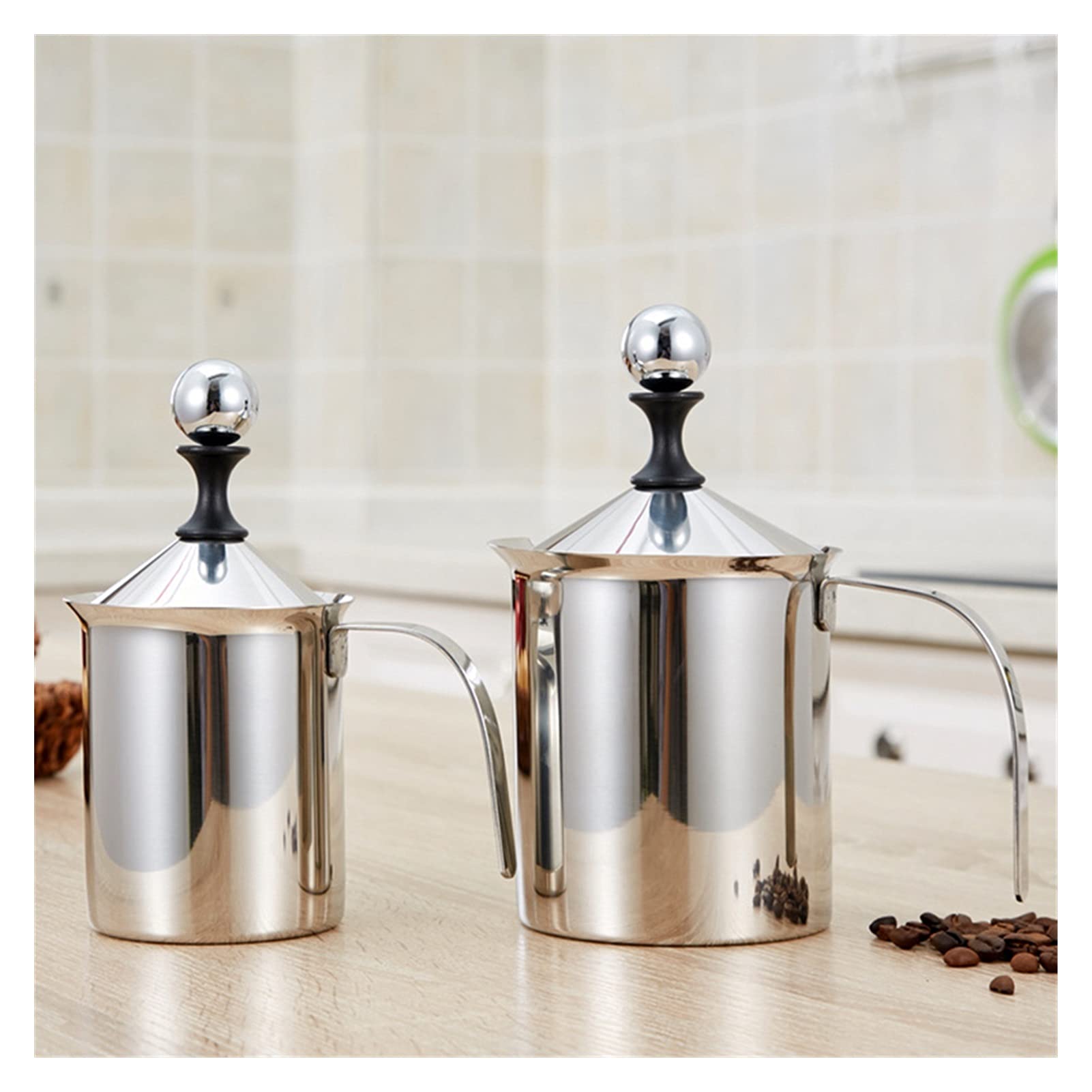 Stainless Steel French Press Coffee Maker 400ML & 800ML - Manual Milk Frother with Handheld Pitcher for Latte, Cappuccino | Perfect for Home, Office & Coffee Shops | Durable & Easy to Clean