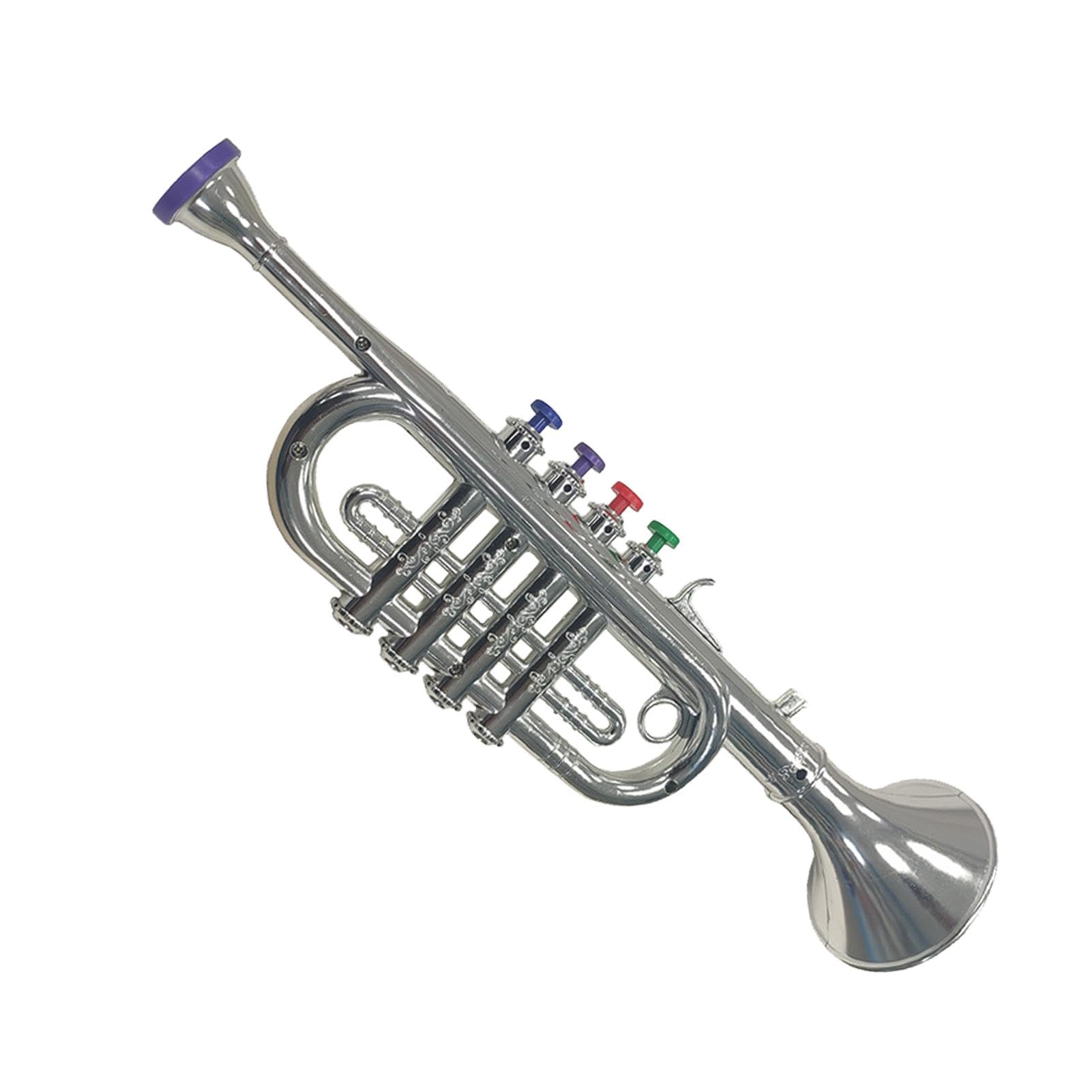 Kids Toy Trumpet - Musical Instrument for Children, Boys & Girls - Realistic Simulation Trumpet with Support Stand - Perfect for Birthday Gifts, Music Lessons & Pretend Play