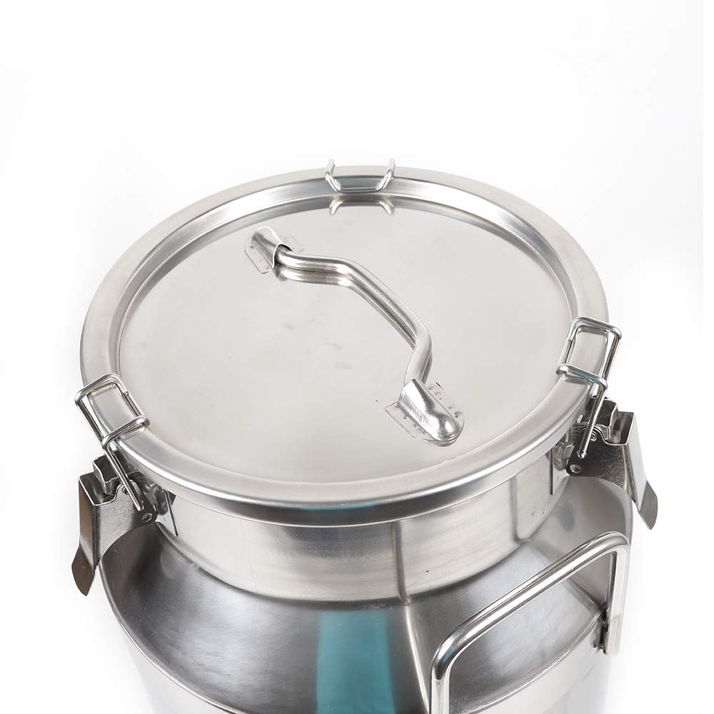 Stainless Steel Milk Can with Sealed Lid - 30L (7.92 Gallon) Leak-Proof Liquid Storage Container for Milk, Wine, Oil & Water - Heavy Duty Transport Pail with 2 Handles & Silicone Anti-Leak Ring - Perfect for Farm, Dairy, Brewing & Commercial Use