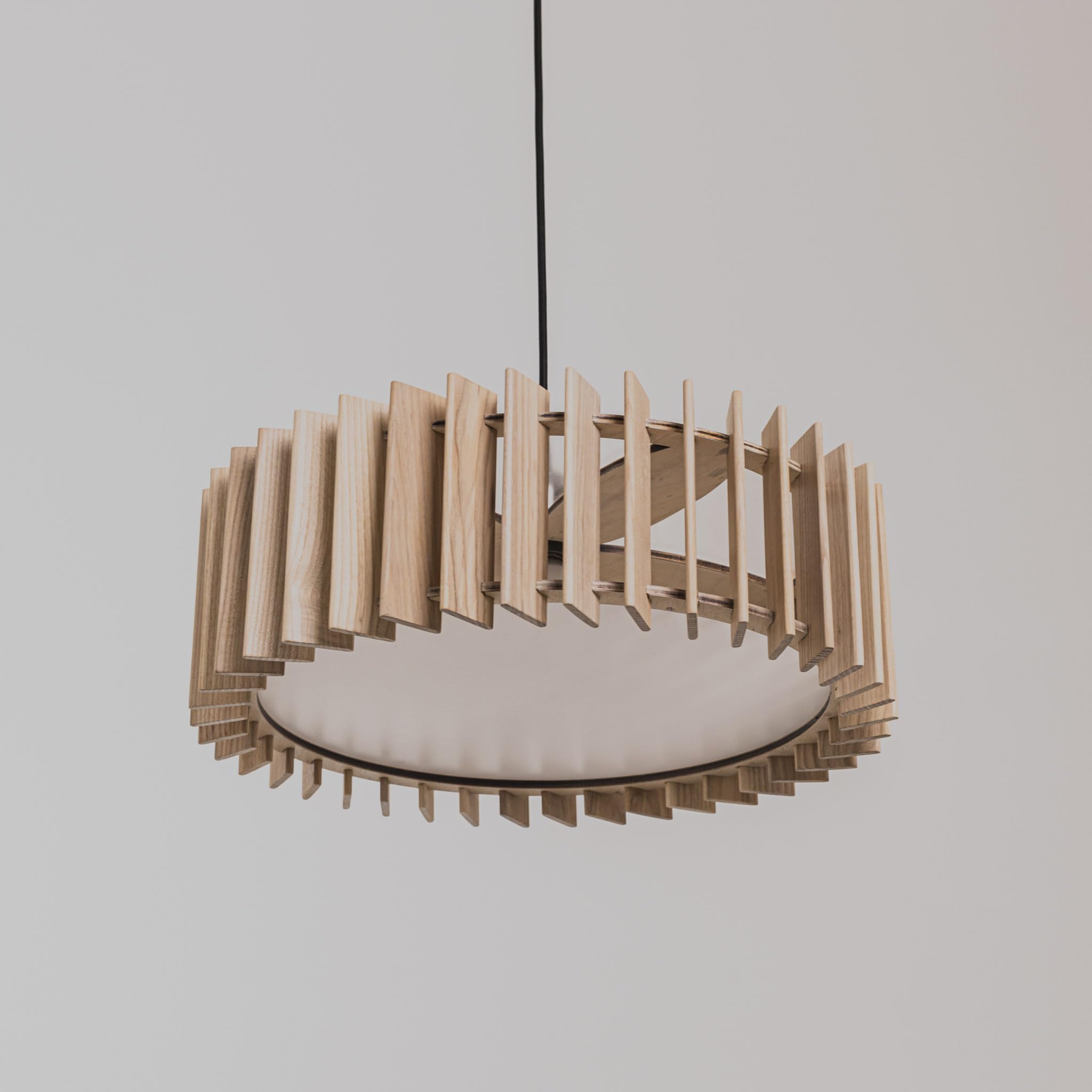 Handcrafted Wood Chandelier - Modern Wooden Pendant Light Fixture for Kitchen & Dining Room | Mid Century Inspired Ceiling Lighting for Home Decor