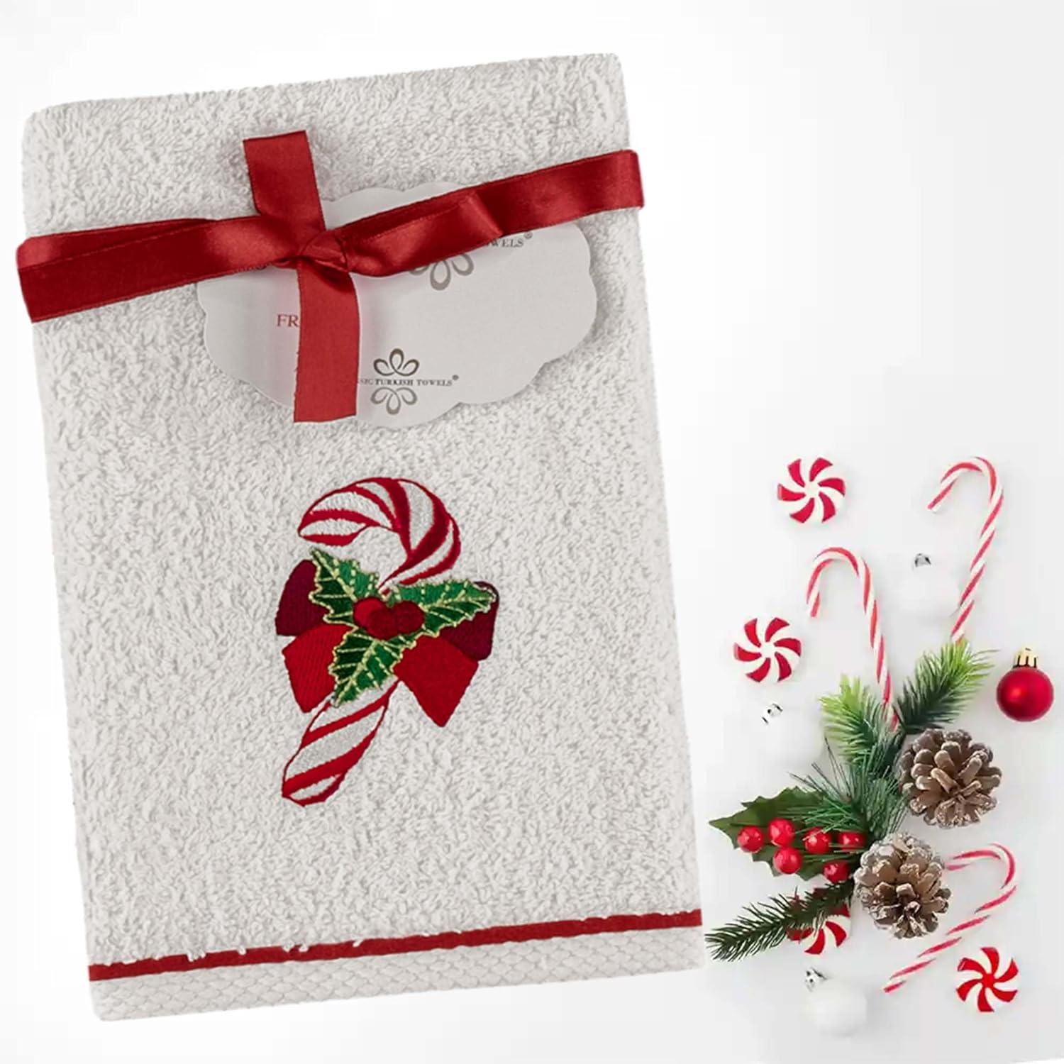 Premium 6-Piece Turkish Cotton Christmas Towel Set - Ultra Soft & Highly Absorbent Bath Towels - Holiday Bathroom Decor for Xmas, Winter Home Decor & Cozy Gift Idea