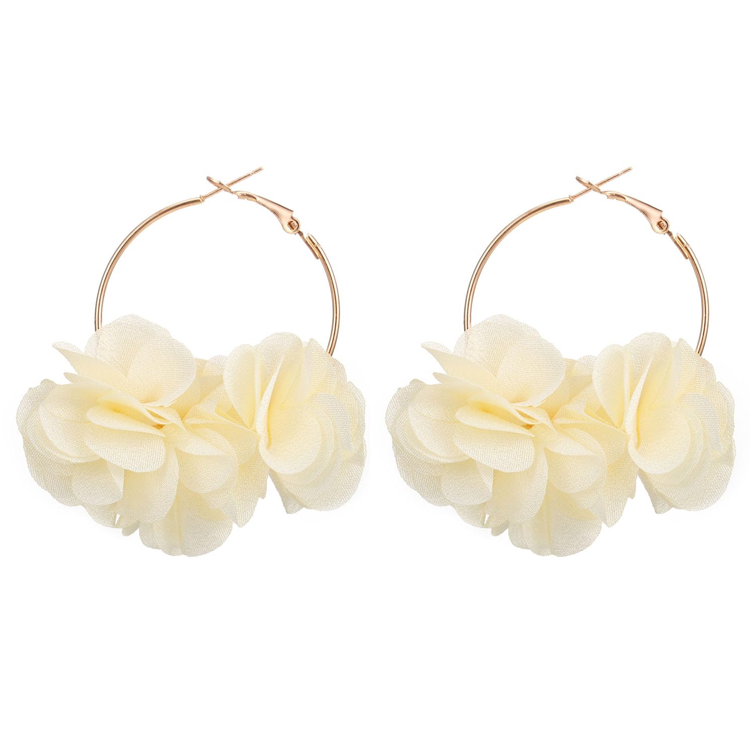 Colorful Floral Hoop Earrings for Women - Elegant White Camellia Huggie Earrings Jewelry | Perfect for Weddings, Parties & Everyday Wear