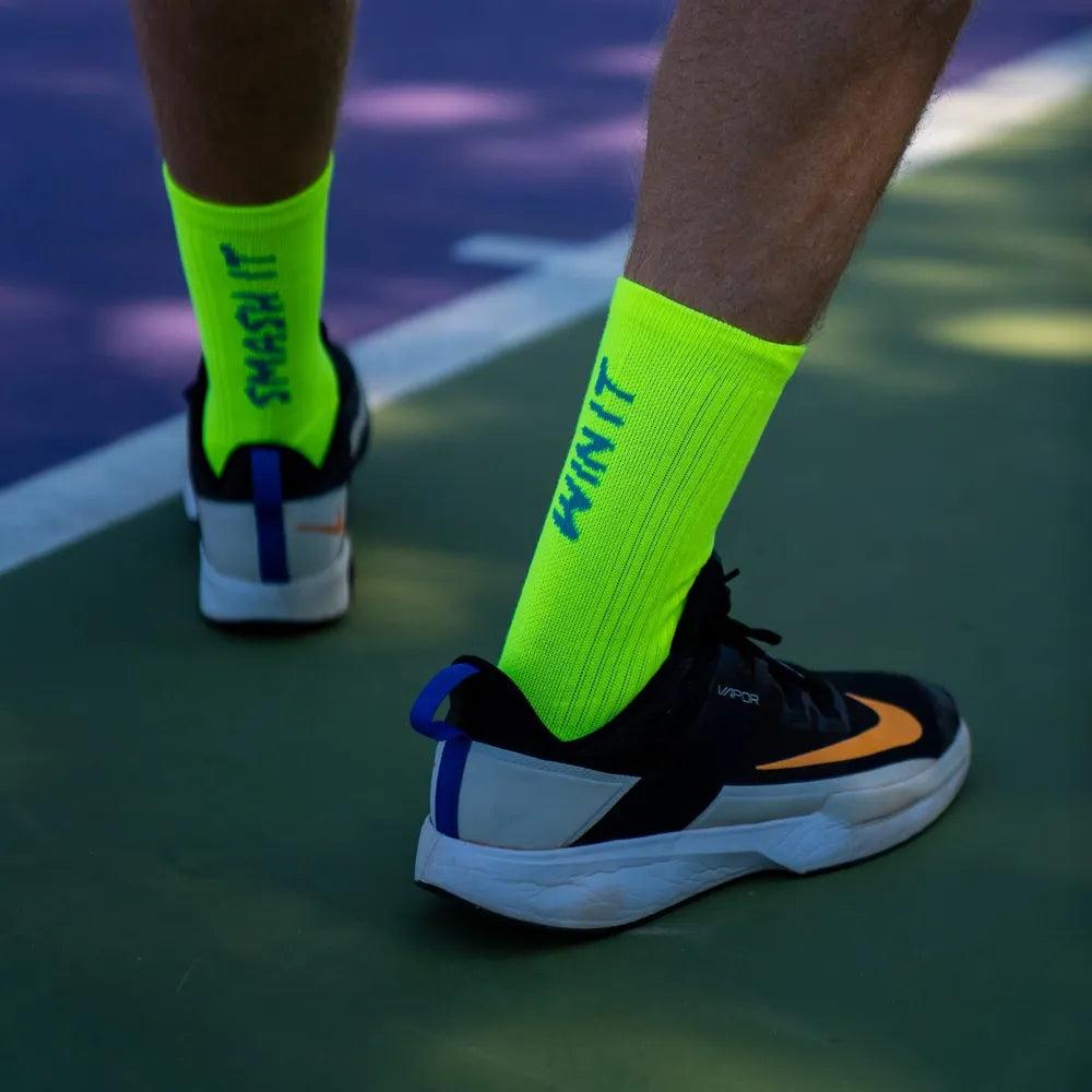 Spocks Smash It Yellow Tennis & Padel Socks - High Performance Sports Socks for Tennis, Padel & Squash Players - Perfect for Matches & Training