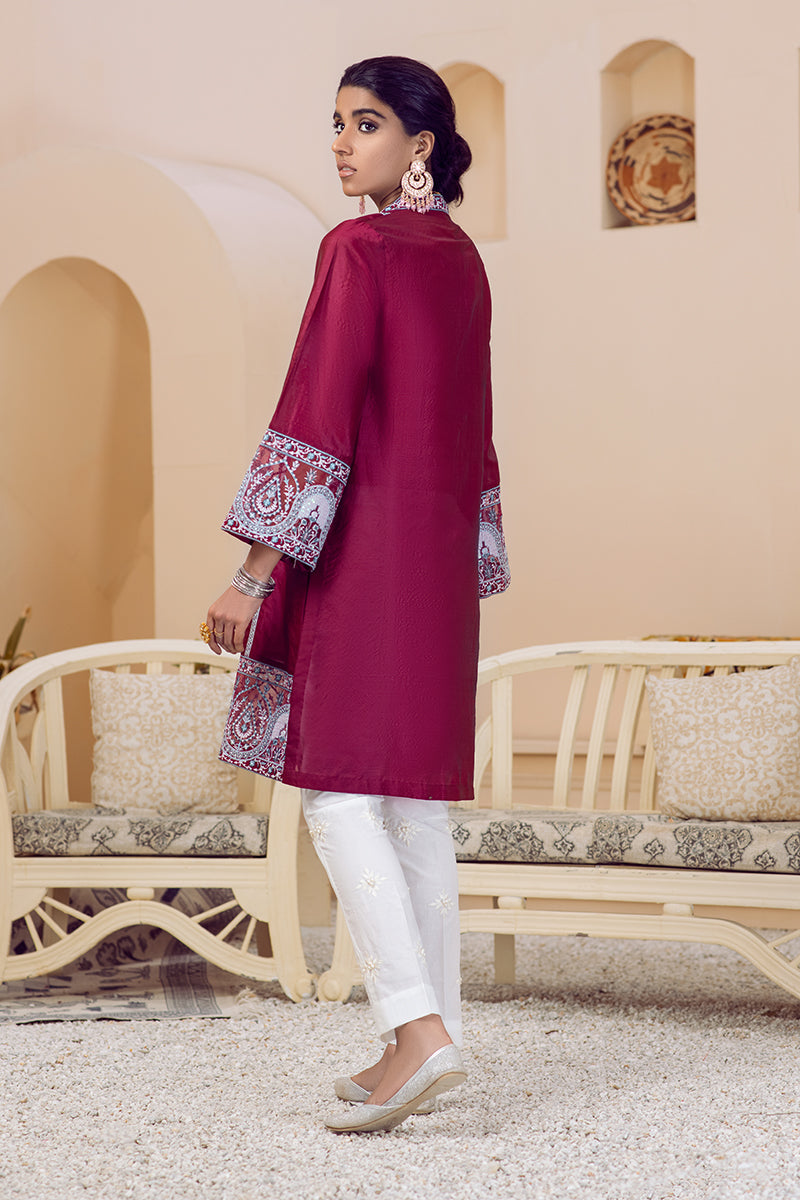MAGENTA BLOOM EMBROIDERED SHIRT Women's Floral Embroidered Blouse - Elegant Casual Top for Spring Summer Outfits, Office Wear & Date Nights