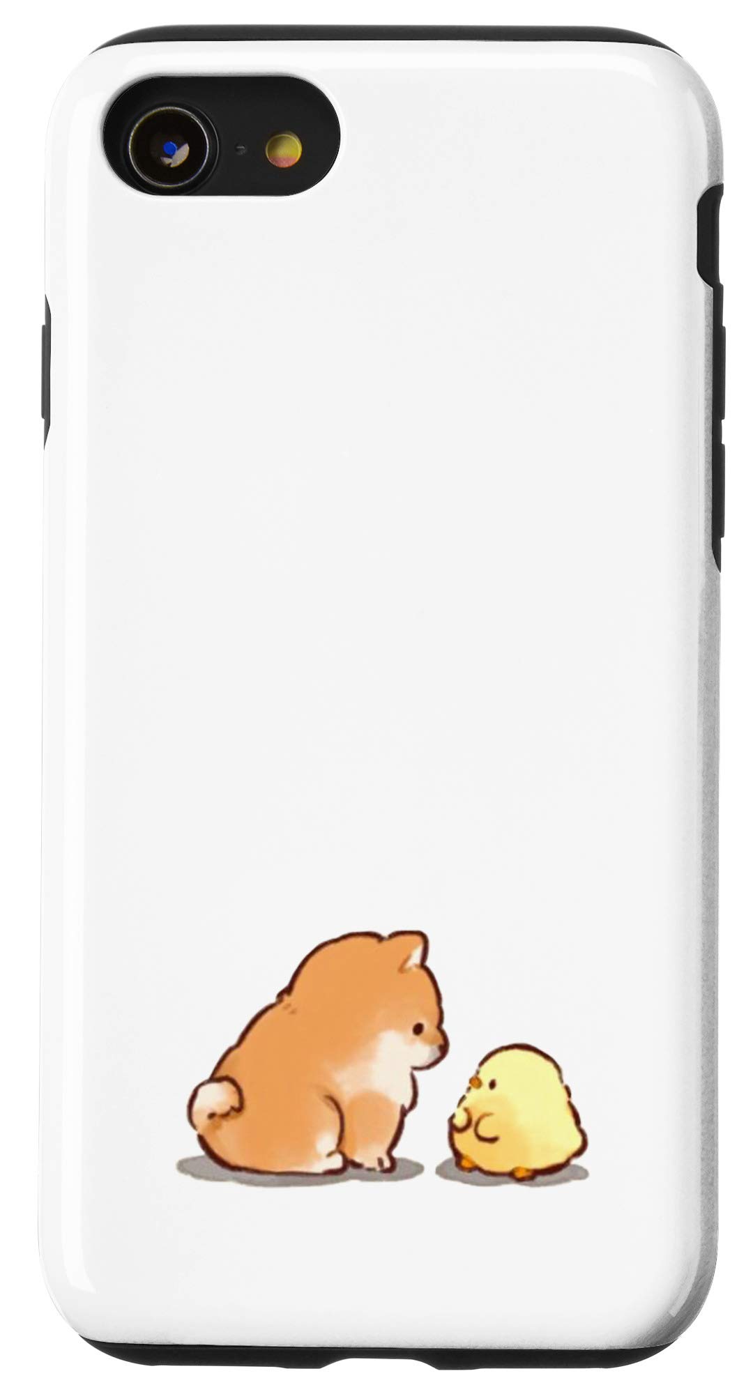 Cute Puppy Dog Corgi & Adorable Yellow Baby Chick Phone Case for iPhone SE (2020) / 7 / 8 - Protective Cover with Fun Animal Design for Daily Use, School, Work & Travel