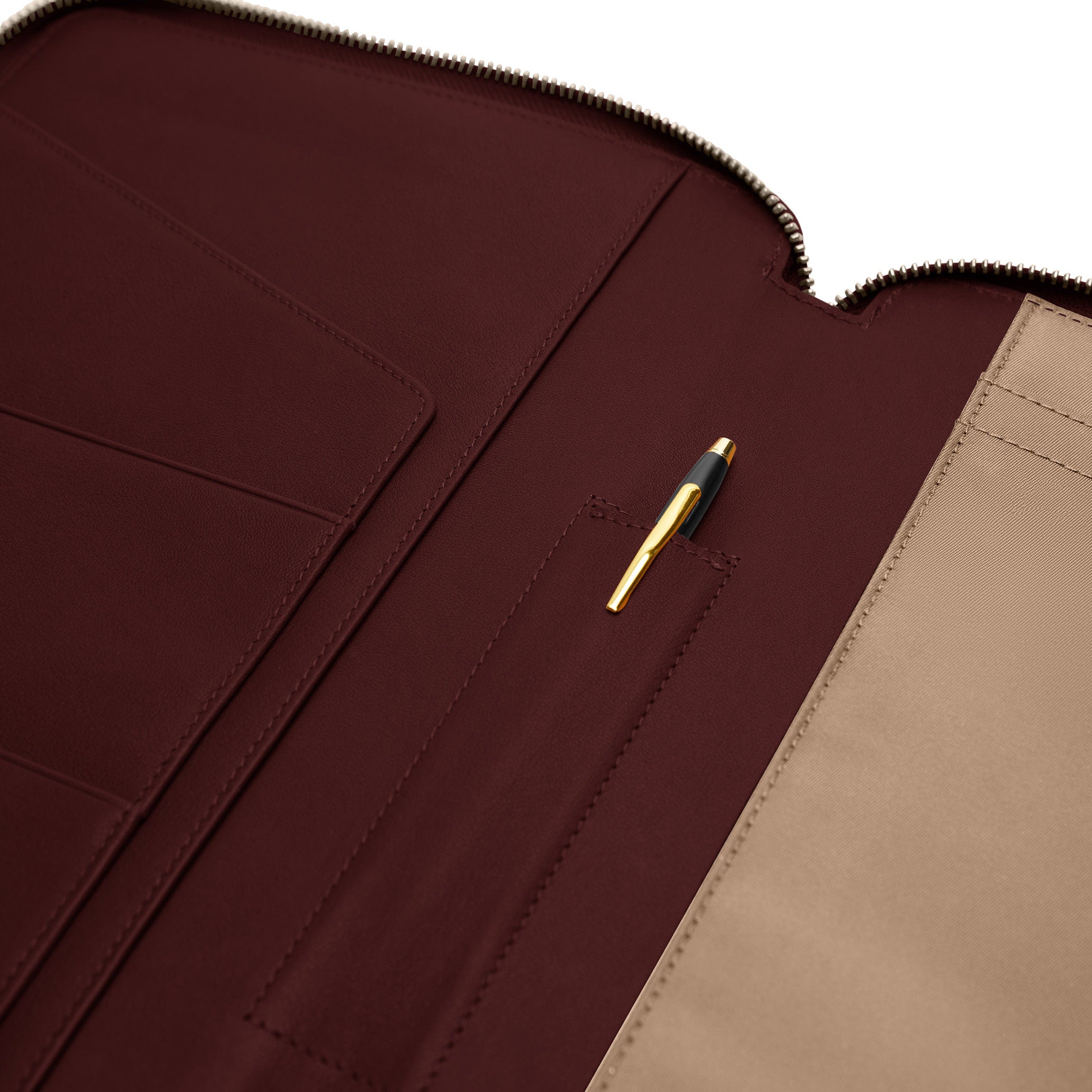 Premium B5 Composition Notebook with Zipper Closure - Bordeaux Red Leather Cover, College Ruled Paper for School, Office & Travel Journaling