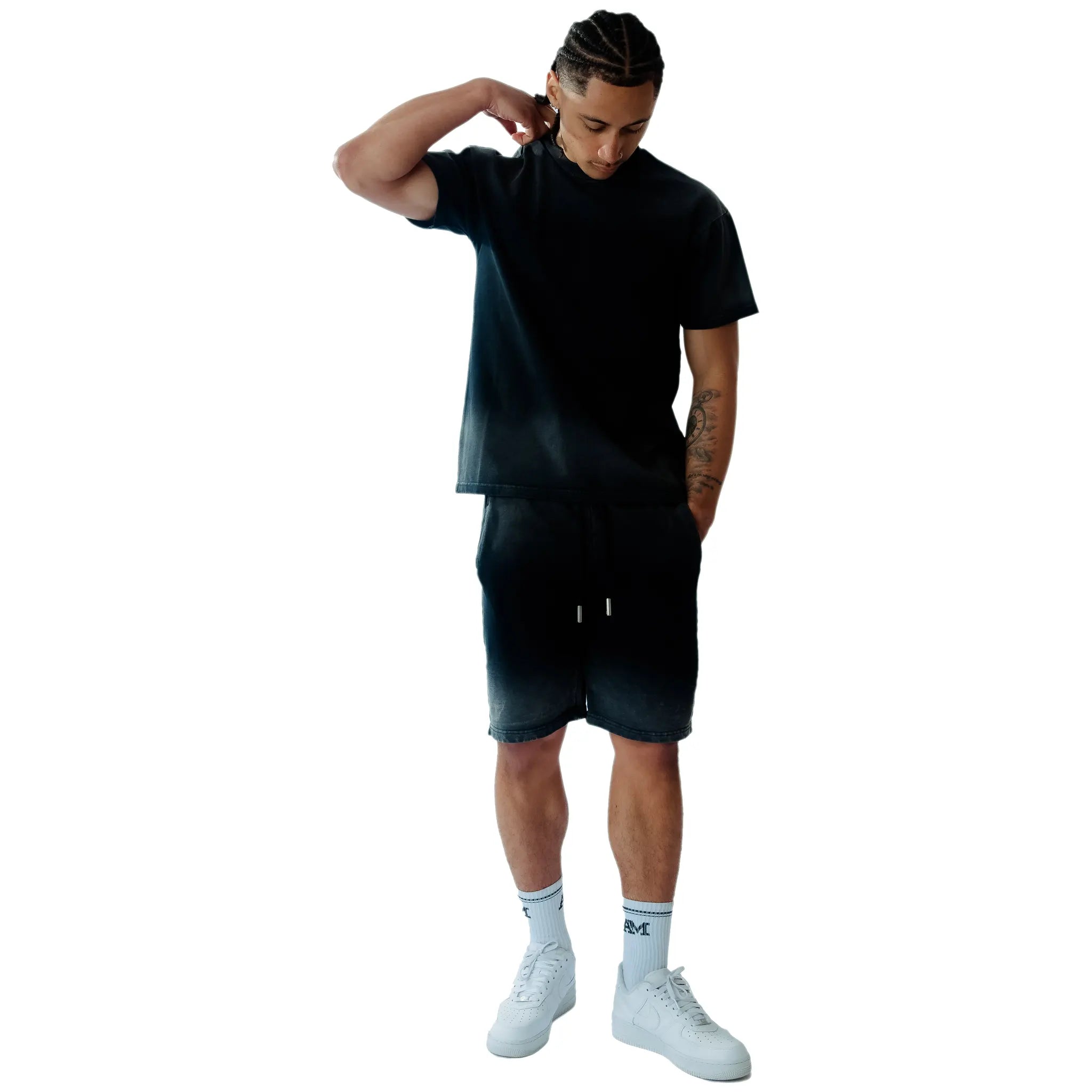 Amicci Levanto Washed Black T-Shirt for Men - Soft Cotton Casual Tee - Perfect for Everyday Wear, Gym & Street Style