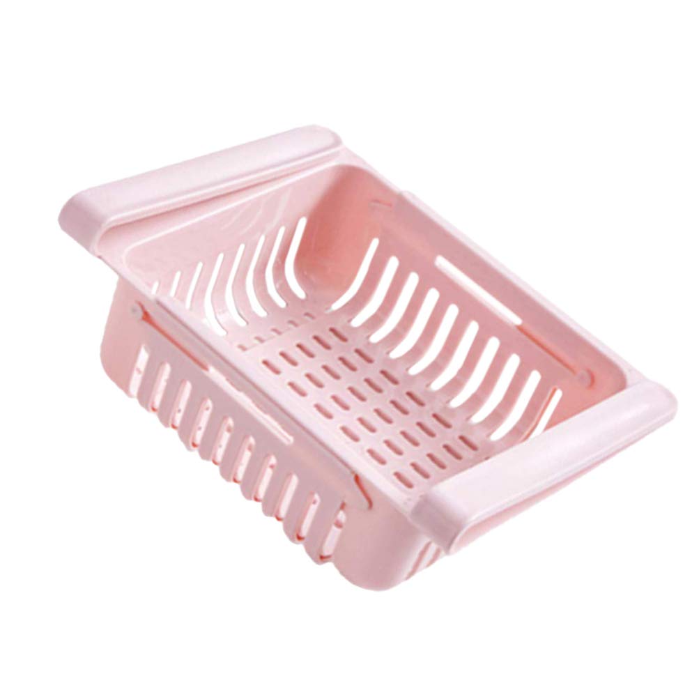 Cabilock 2-Pack Refrigerator Egg Storage Box - Mini Freezer Shelf Organizer, Non-Slip Kitchen Rack for Fruits, Vegetables & Tools - Space Saving Drawer Shelf for Fridge, Pantry & Small Kitchen Organization (Pink)