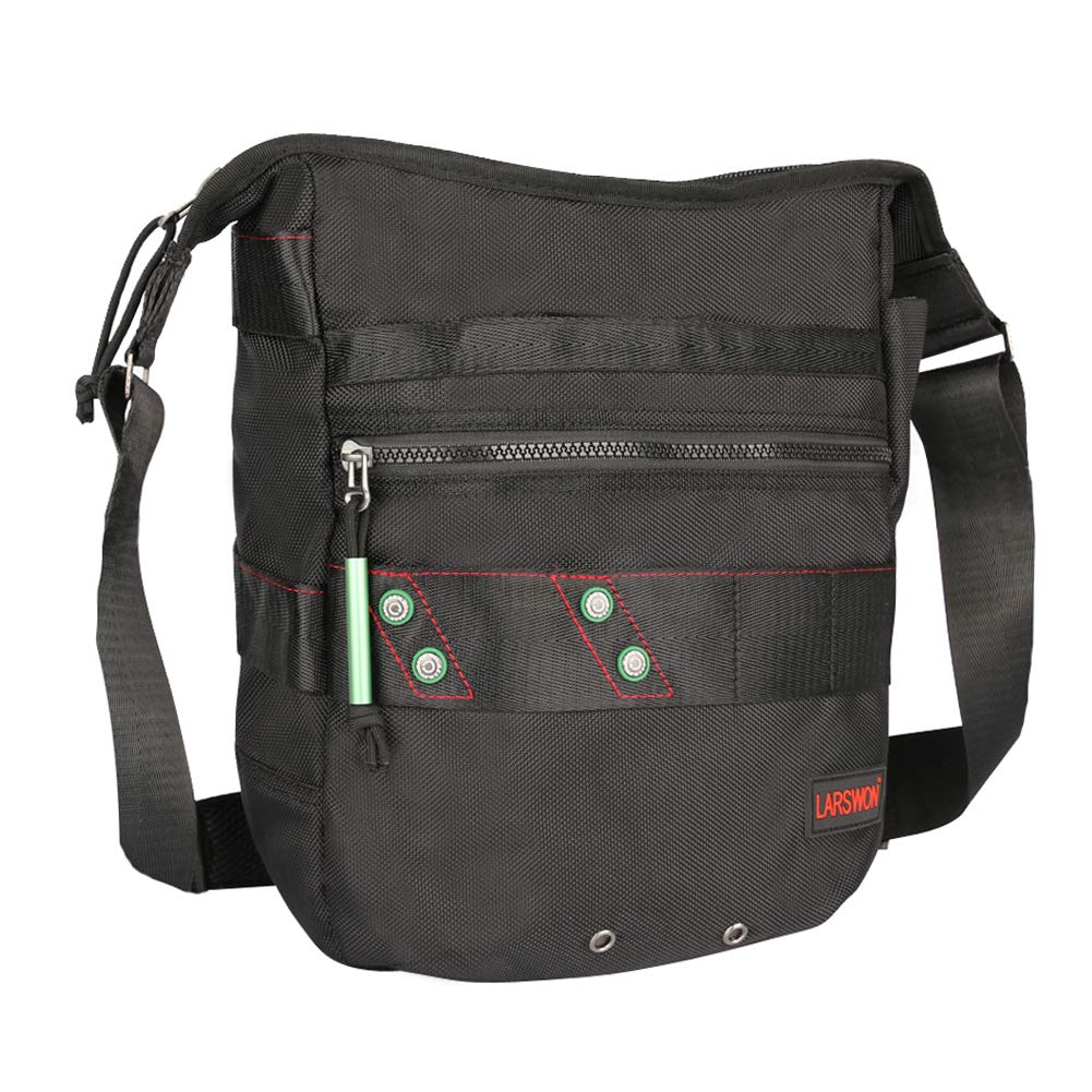 Larswon Vertical Messenger Bag for Men & Women - Crossbody Shoulder Bag with Tablet Pocket - Stylish & Durable Satchel in Black - Perfect for Work, Travel & Daily Commute