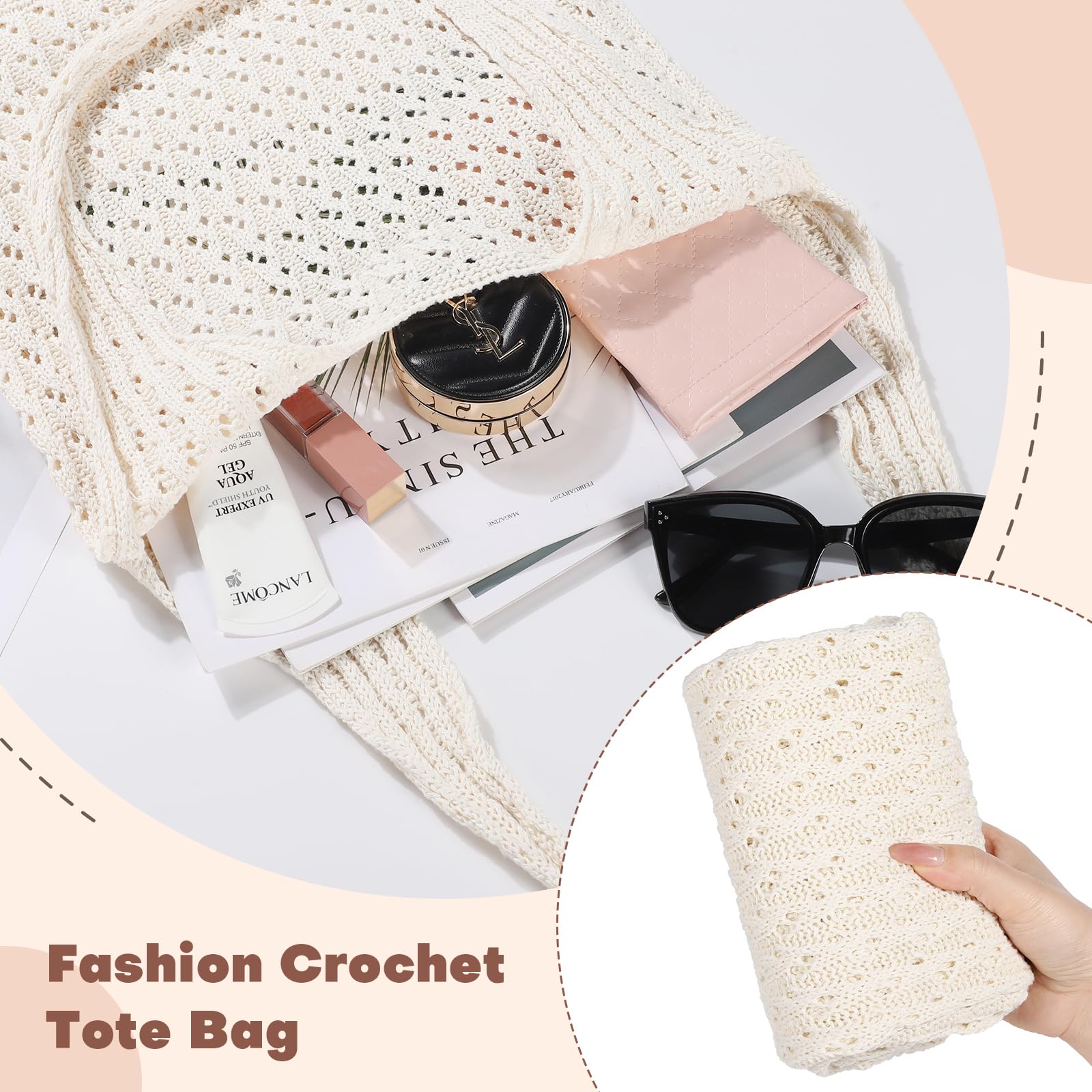 Sightor Crochet Tote Bag for Women - Breathable Mesh Beach Bag, Handmade Knit Summer Hobo Purse, Boho Style Vacation Shoulder Bag | Perfect for Beach Trips, Poolside Lounging & Summer Outings