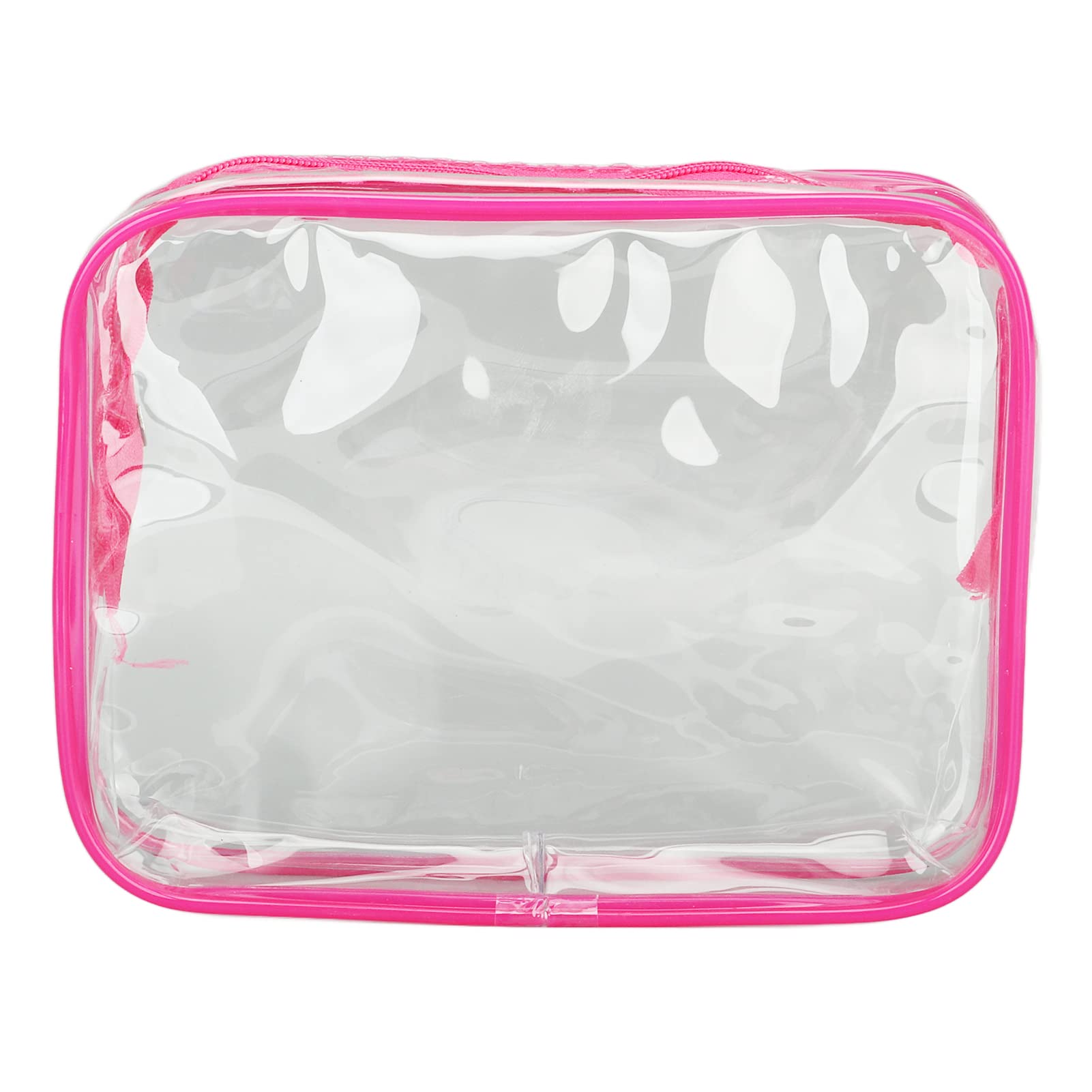 3-Piece Large Capacity Clear Travel Cosmetic Bags - Waterproof PVC, Easy to Clean with Carrying Handle - Perfect for Gym, Fitness, Travel & Toiletries Organization (Rose Red)