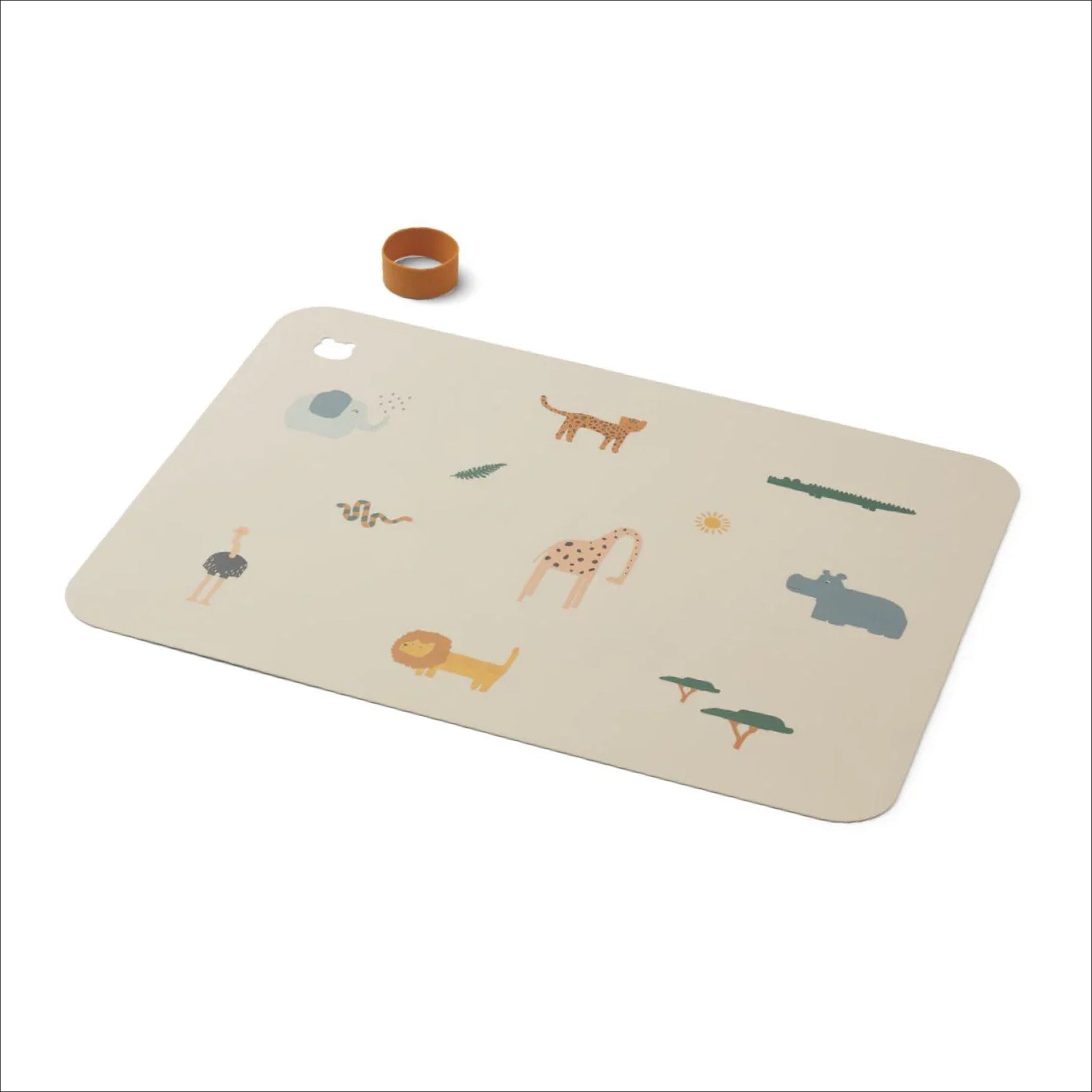 LIEWOOD Jude Printed Kids Placemat - Waterproof & Non-Slip Safari/Sandy Mix Design for Toddlers - Perfect for Dining, Learning & Playtime at Home or School