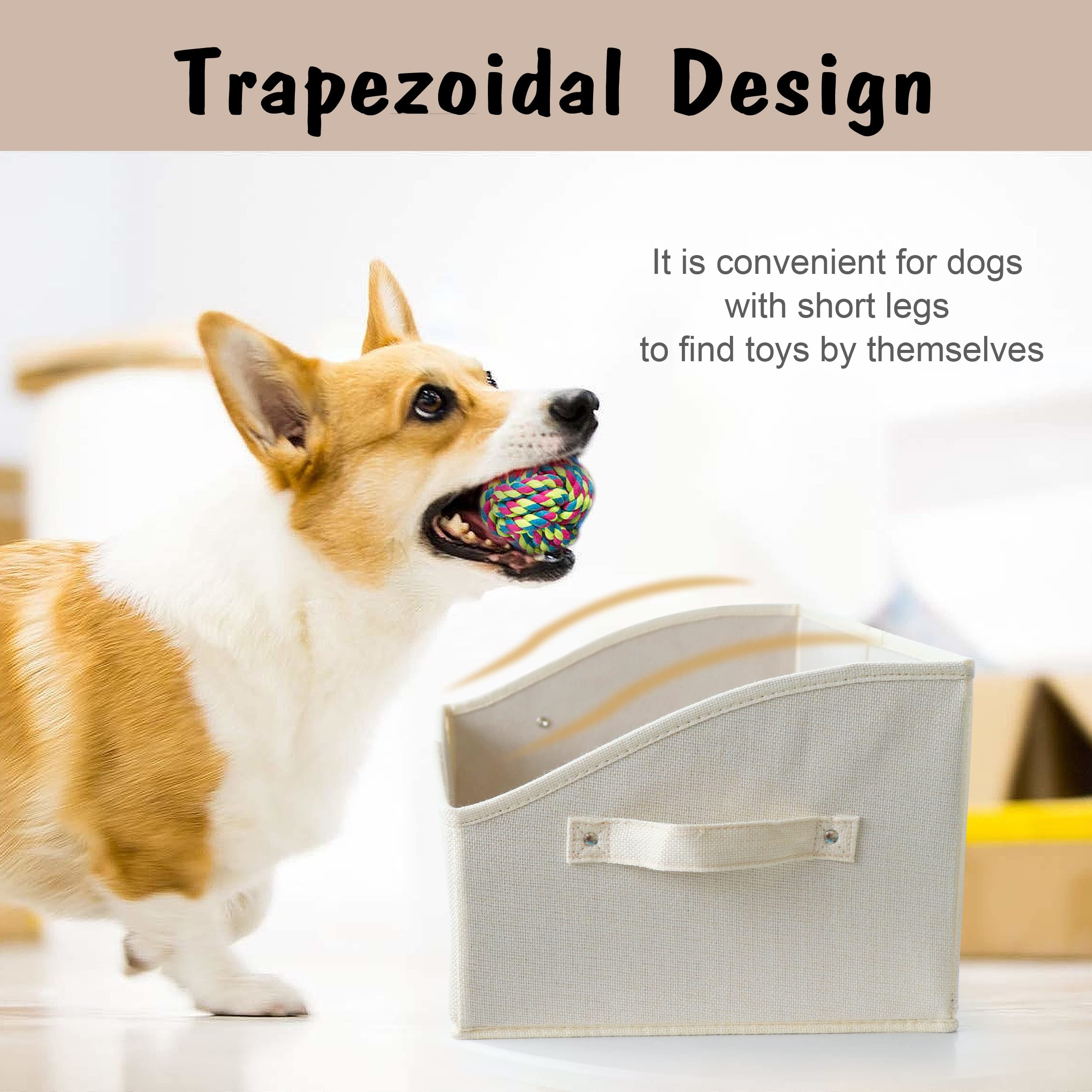 **Personalized Collapsible Dog Storage Basket - Custom Pet Toy Organizer with Handles, Large Dog Toy Box for Chew Toys, Clothes & Squeaky Toys (Beige) - Perfect for Pet Room, Living Room & Travel Organization**