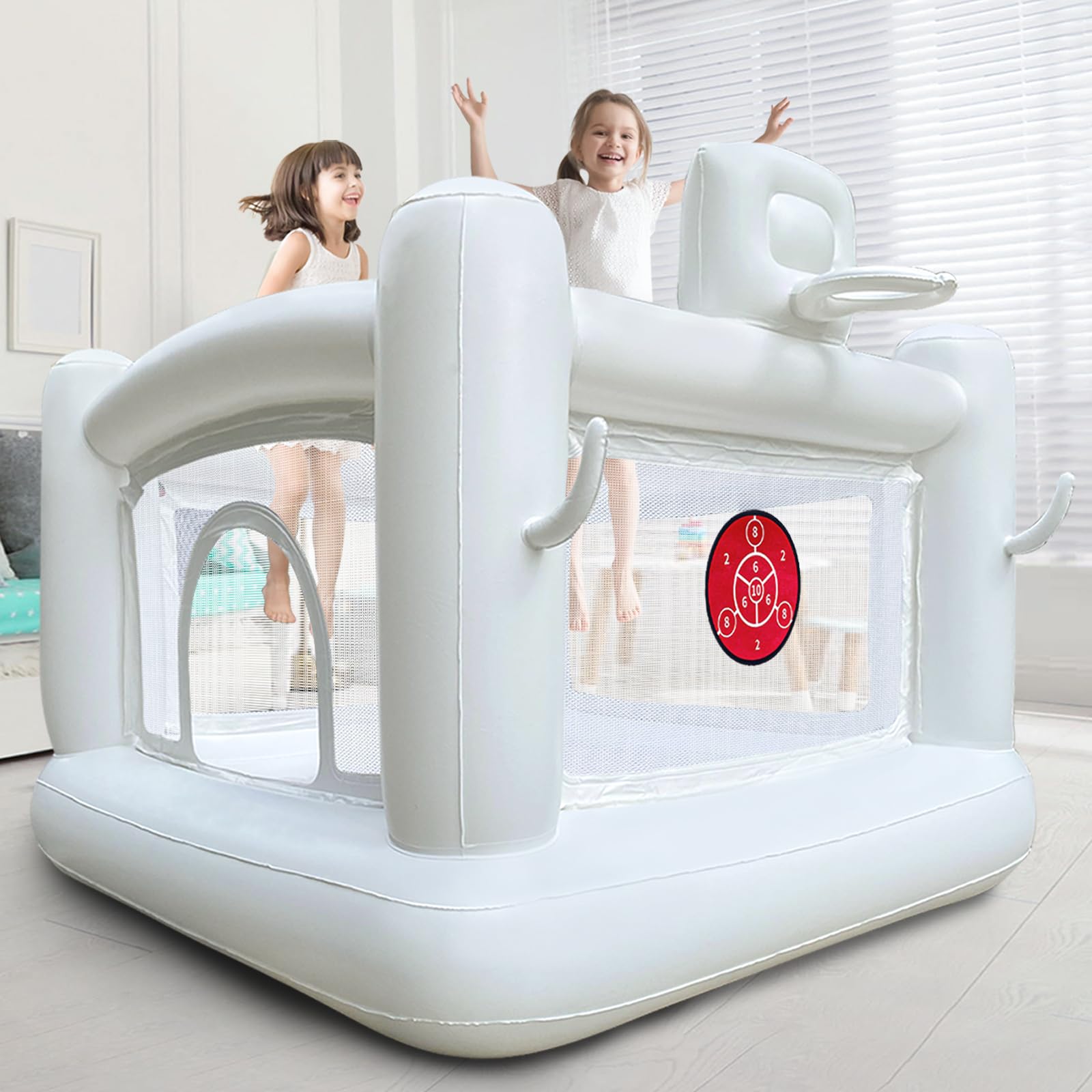 White Bounce House for Kids 3-6 Years Old | Inflatable Castle Playhouse with Ball Pit | Includes Air Pump | Easy Setup & Storage | 58.2